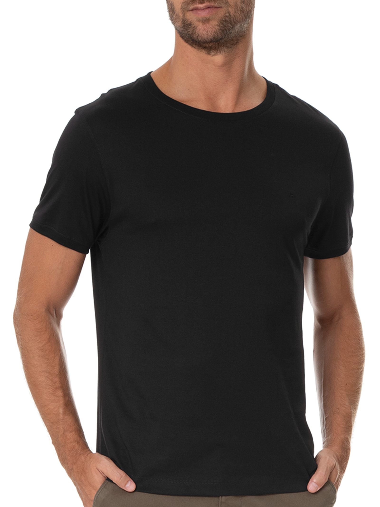 Camiseta Masculina em Algodão Pima Surton Preto Aramis