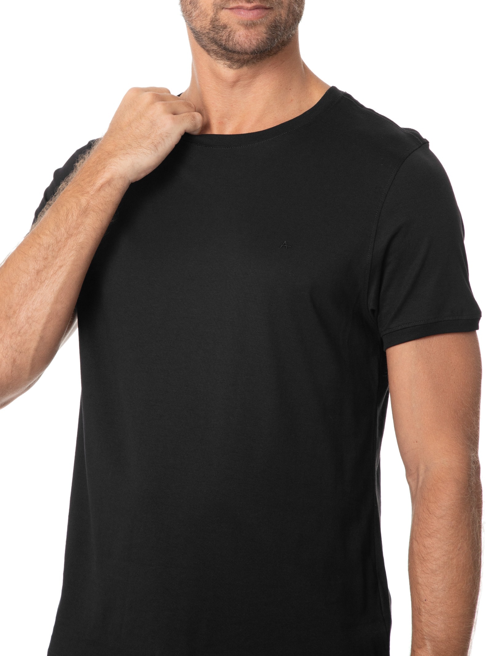Camiseta Masculina em Algodão Pima Surton Preto Aramis