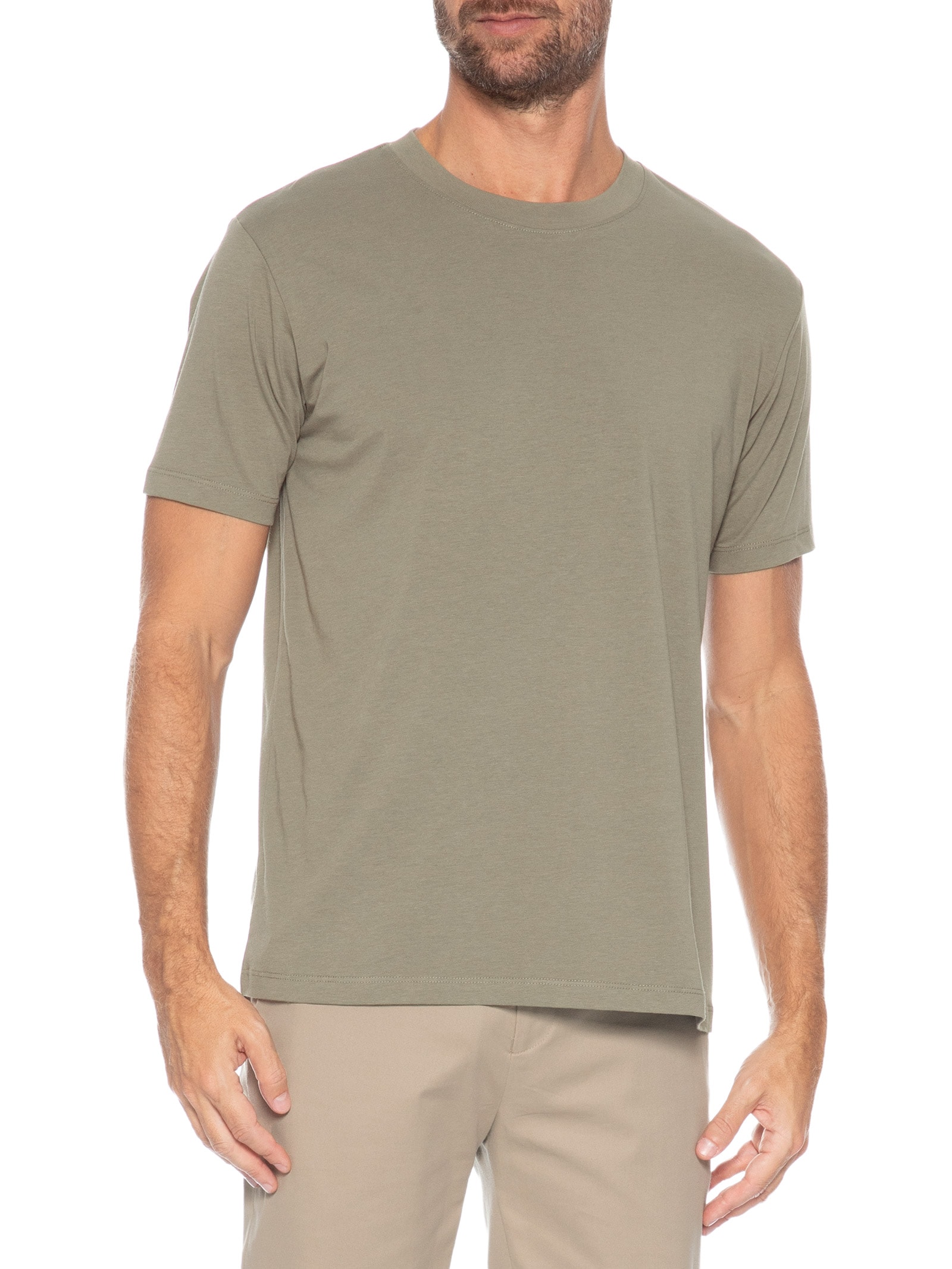 Camiseta Masculina Em Fibra Natural Lyocell Manga Curta Marrom '2 Essential