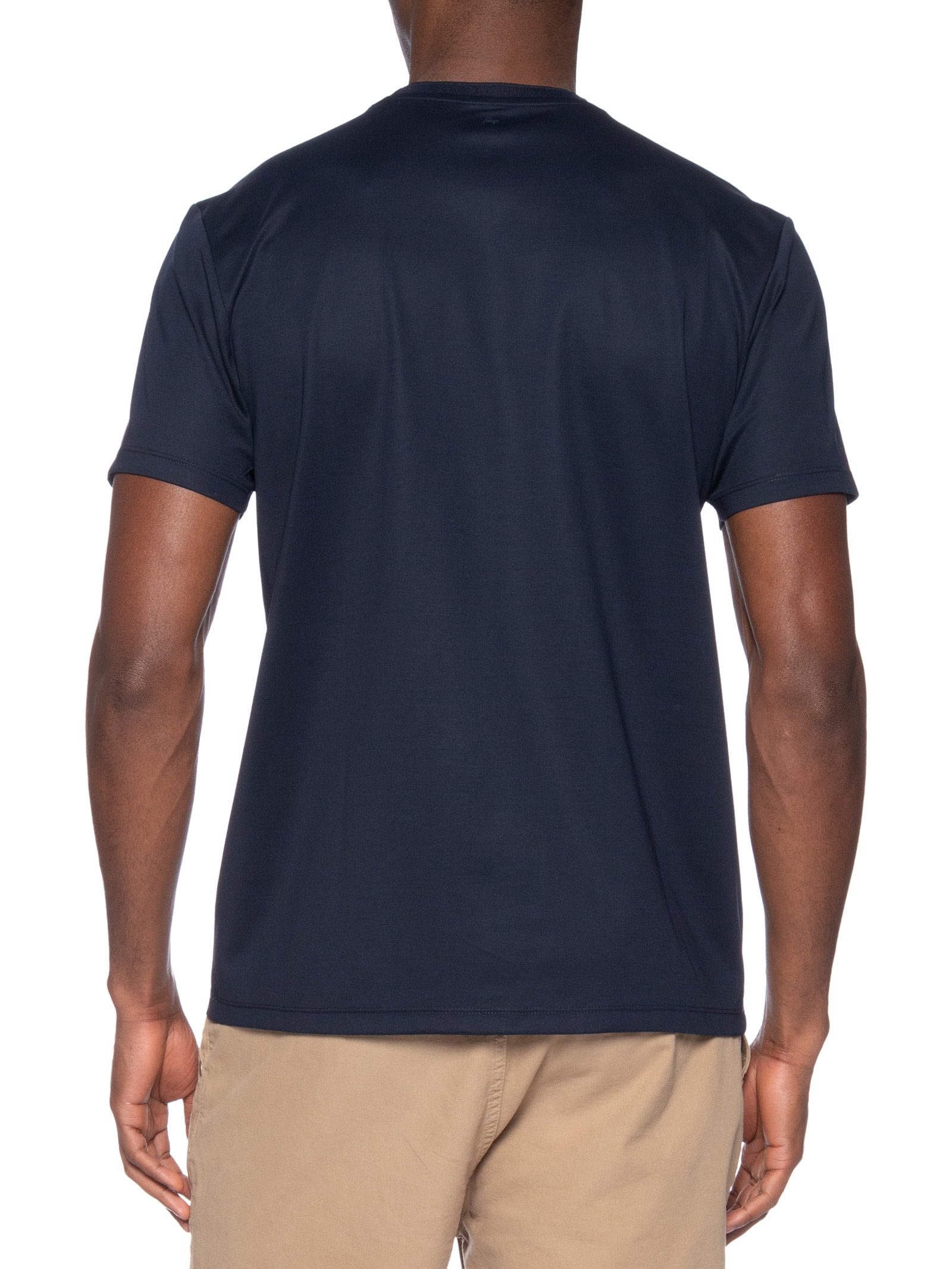 Camiseta Masculina Em Malha Interlock Marcerizada Azul Aramis