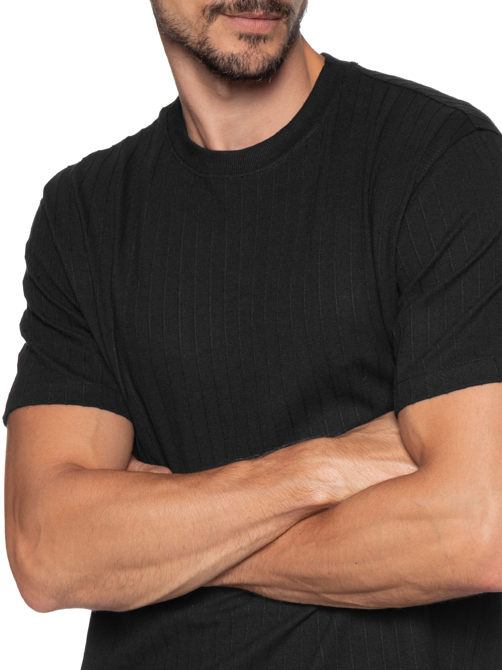 Camiseta Masculina Em Malha Pique Confort Fit Texturizada Preto Hering