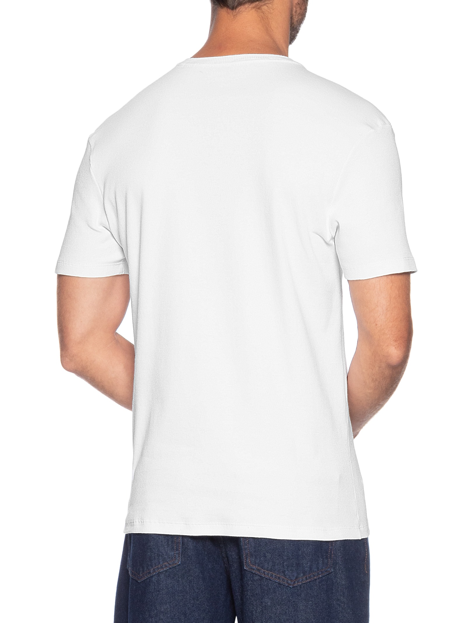 Camiseta Masculina Em Ribana Com Logo Monograma Branco Calvin Klein Jeans