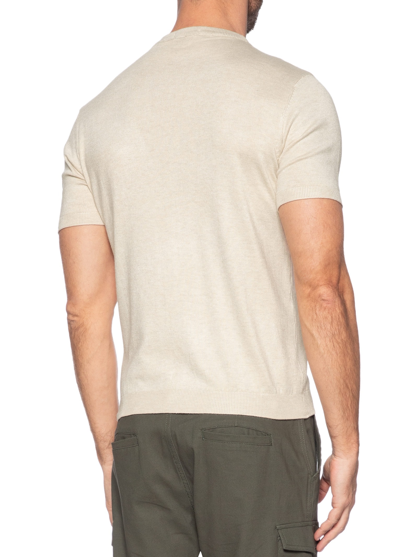Camiseta Masculina Em Tricot Bege  Basiq Men