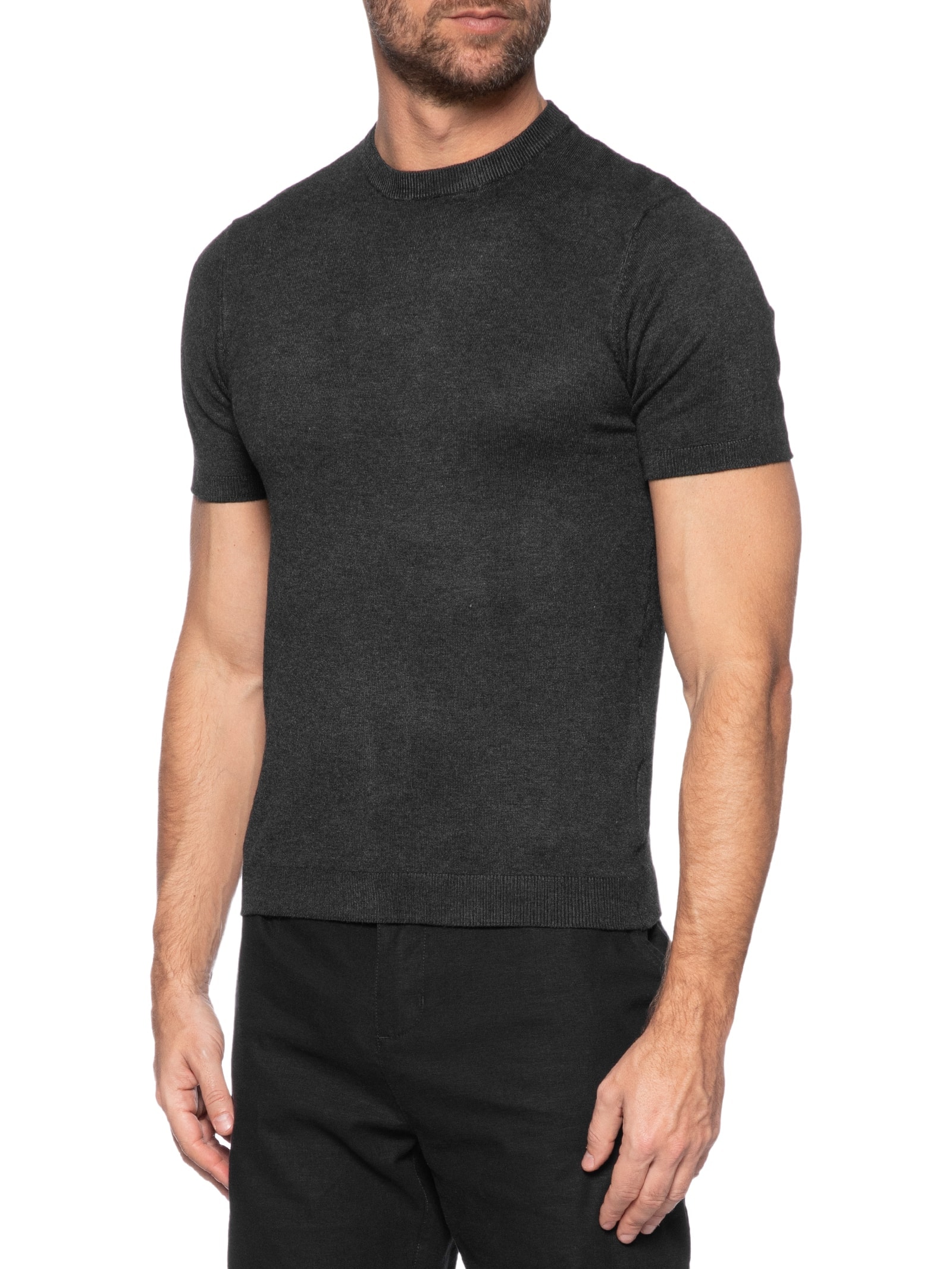 Camiseta Masculina Em Tricot Preto Basiq Men