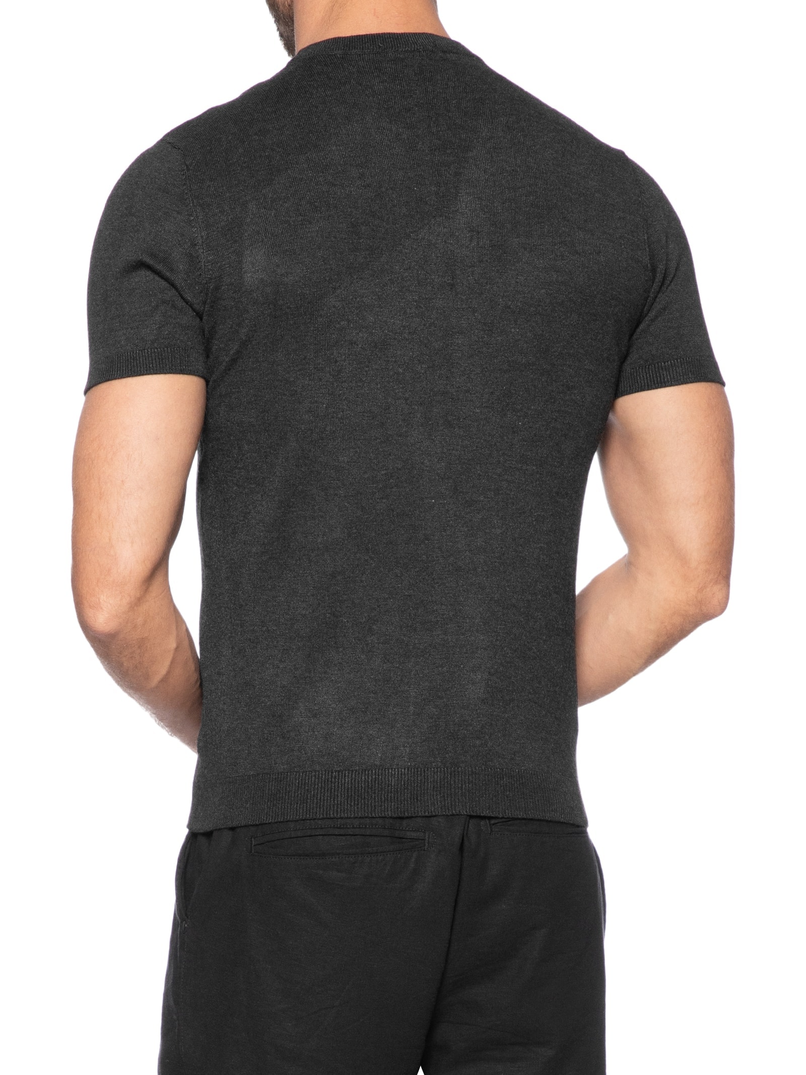 Camiseta Masculina Em Tricot Preto Basiq Men