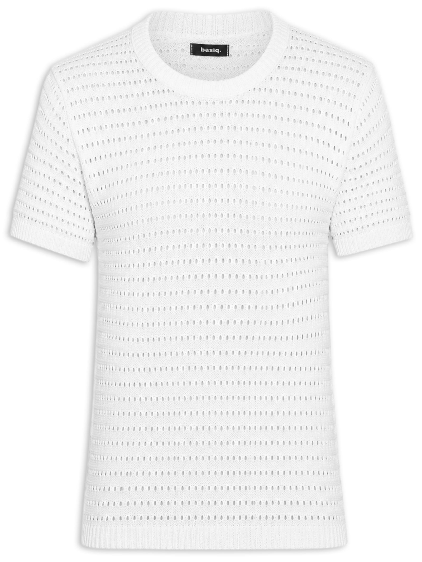 Camiseta Masculina Em Tricot Texturizada Branco Basiq Men
