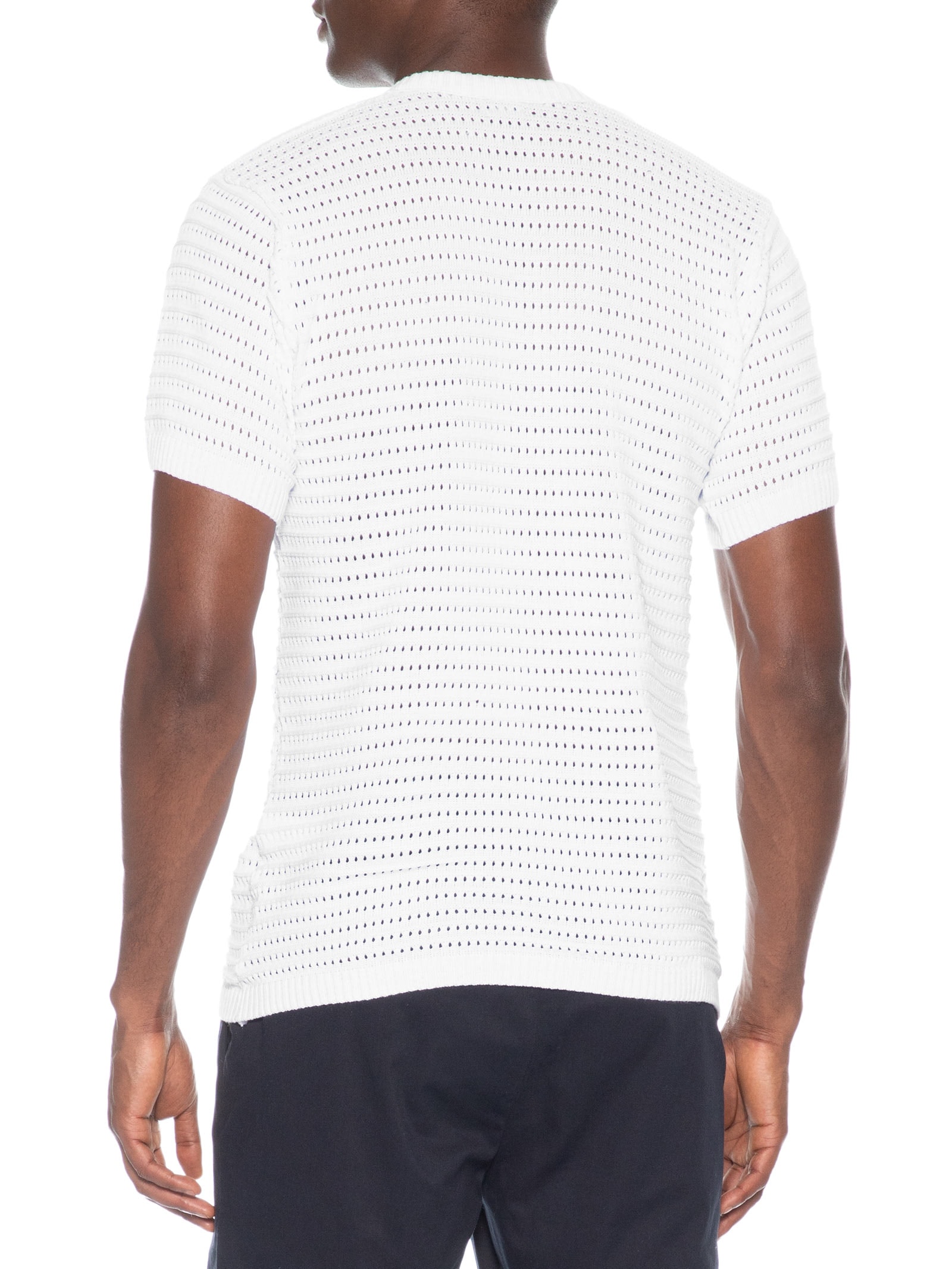 Camiseta Masculina Em Tricot Texturizada Branco Basiq Men