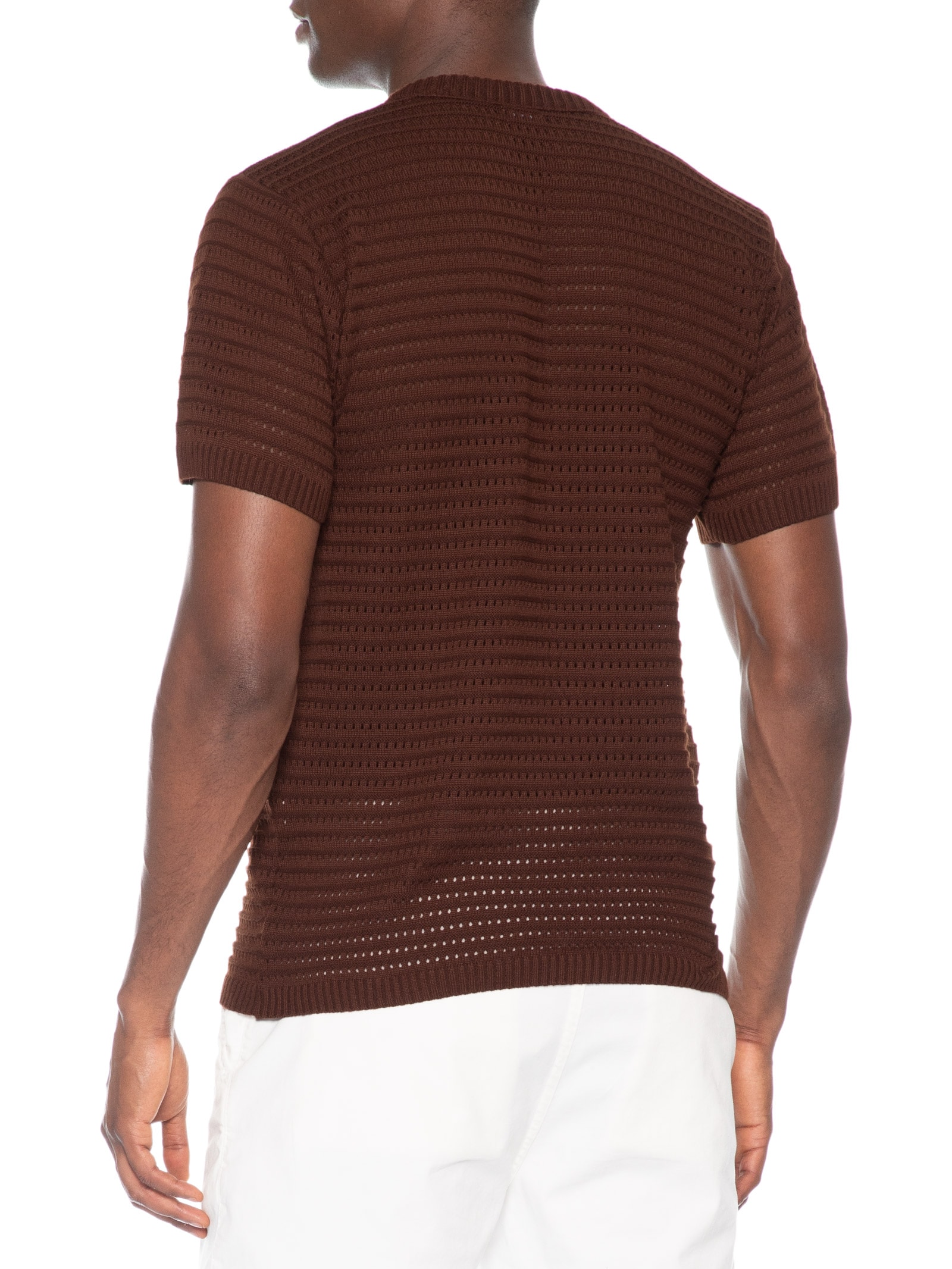 Camiseta Masculina Em Tricot Texturizada Marrom Basiq Men