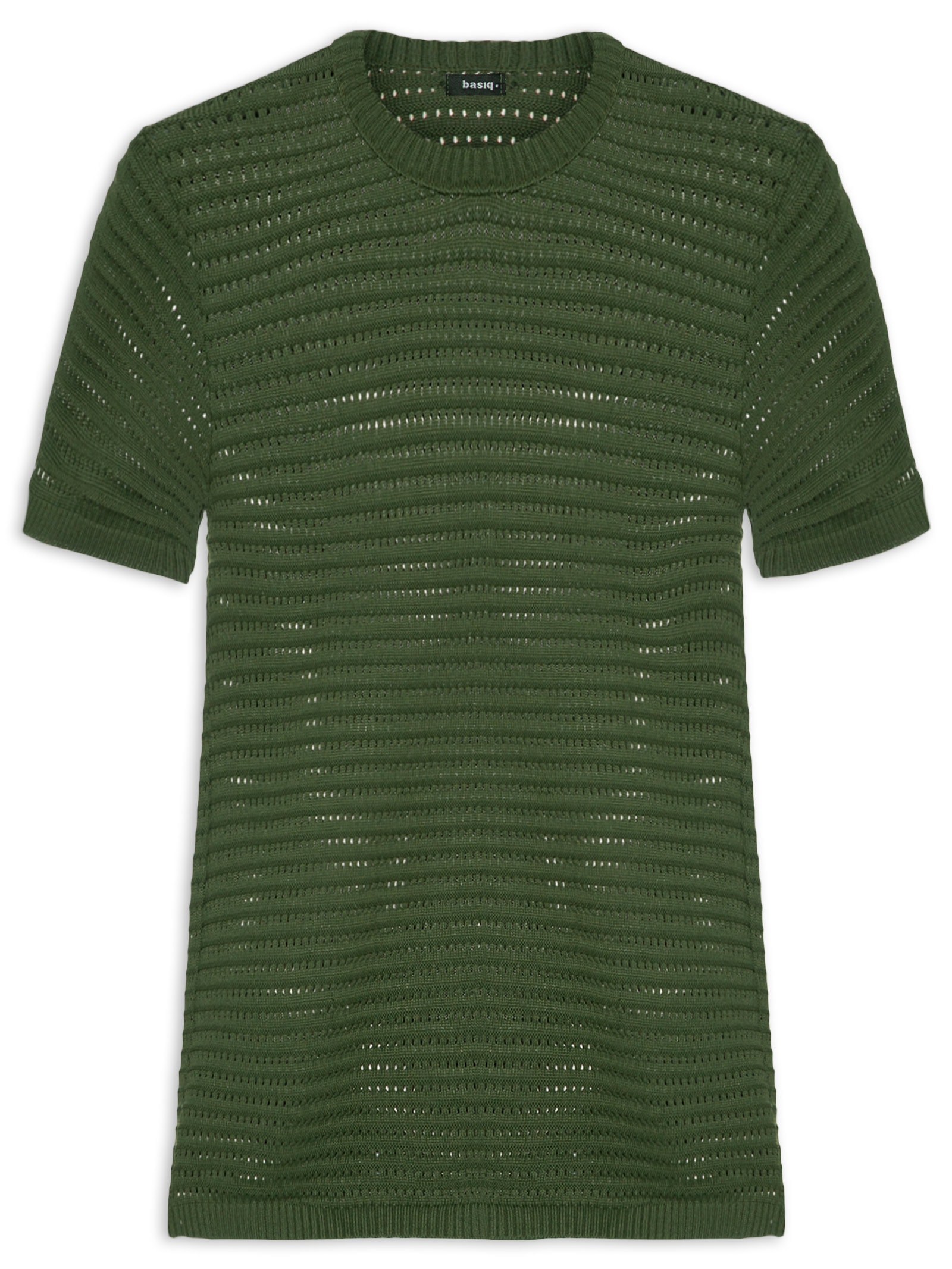 Camiseta Masculina Em Tricot Texturizada Verde Basiq Men