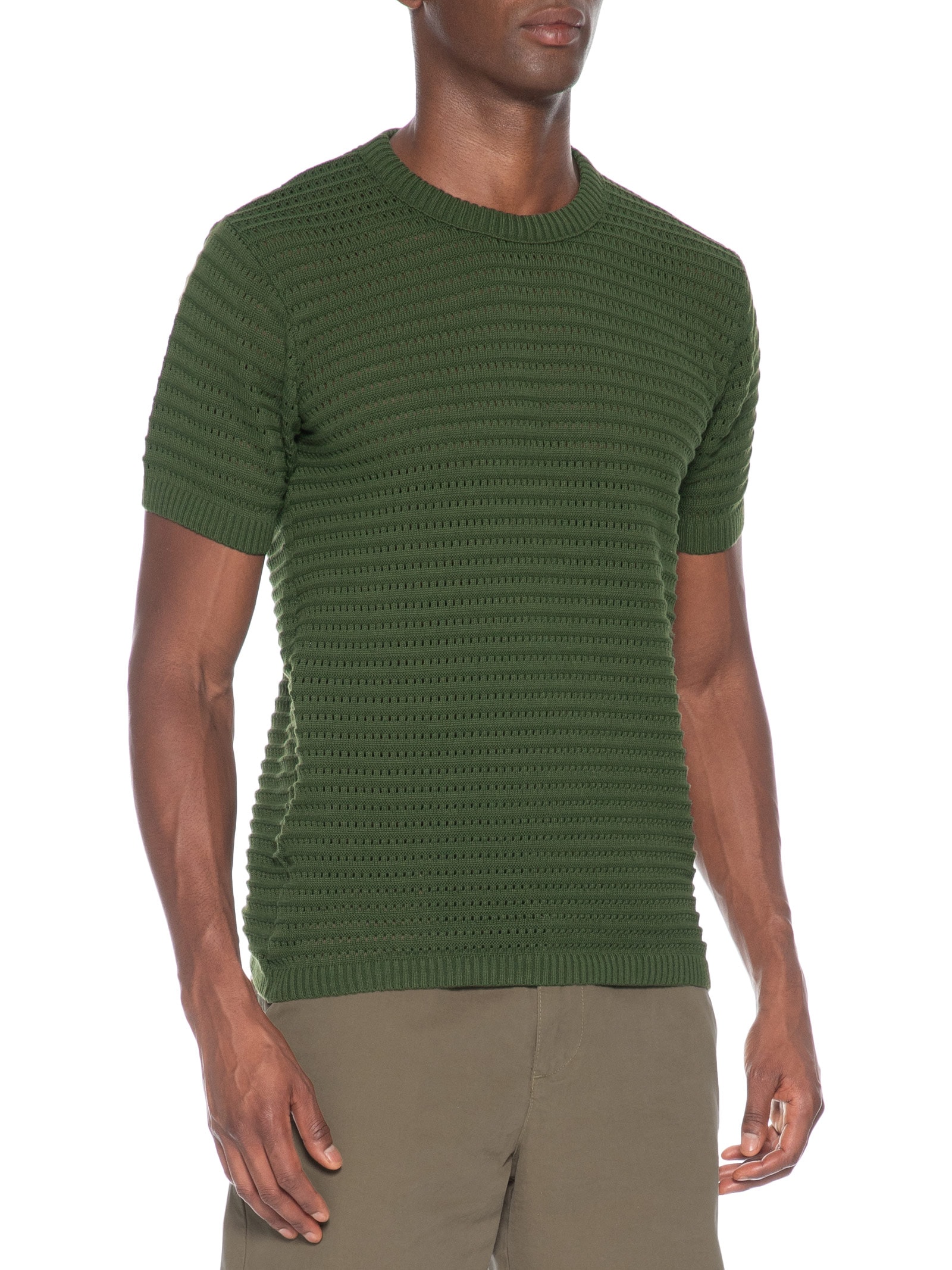 Camiseta Masculina Em Tricot Texturizada Verde Basiq Men