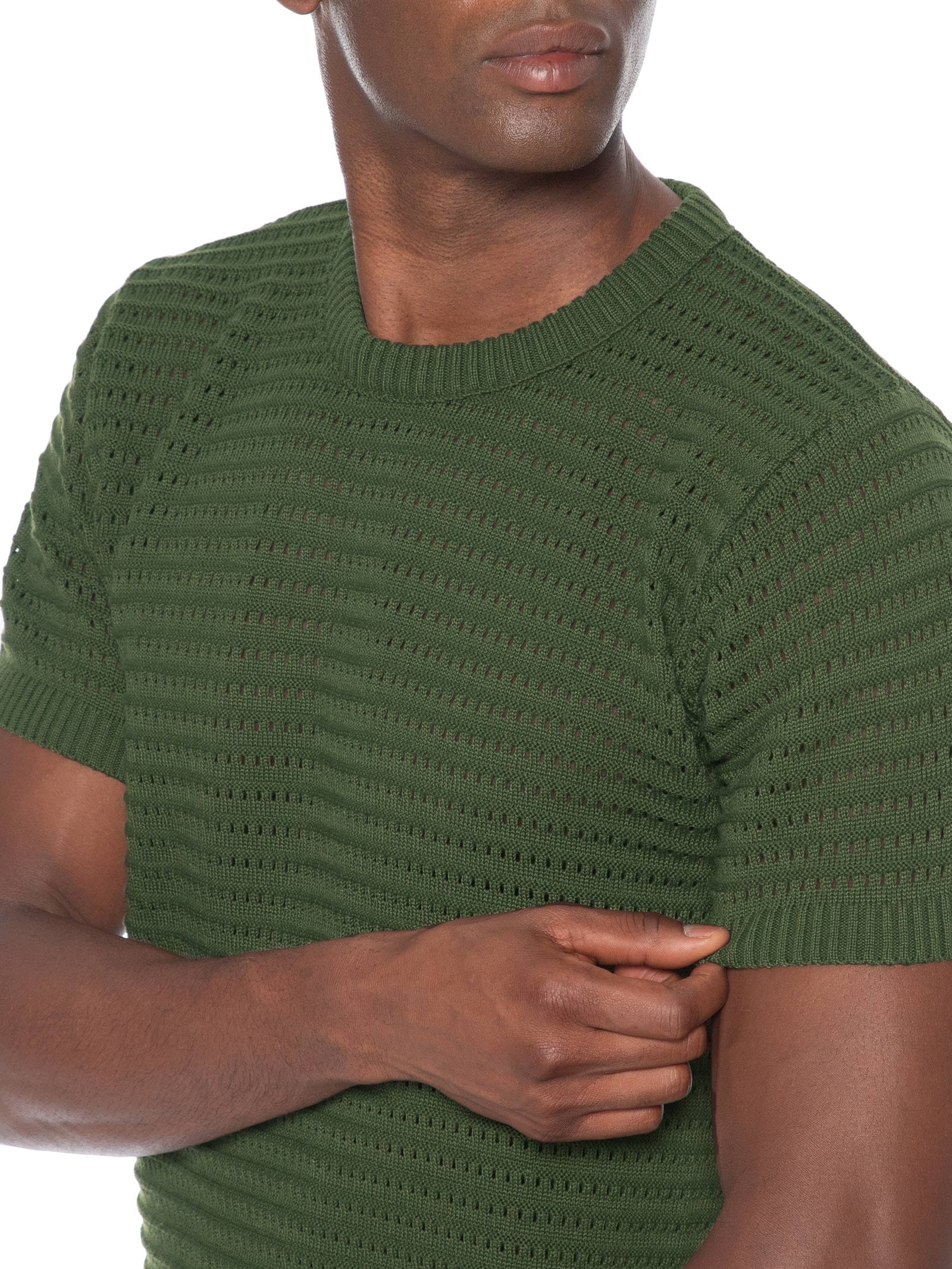 Camiseta Masculina Em Tricot Texturizada Verde Basiq Men