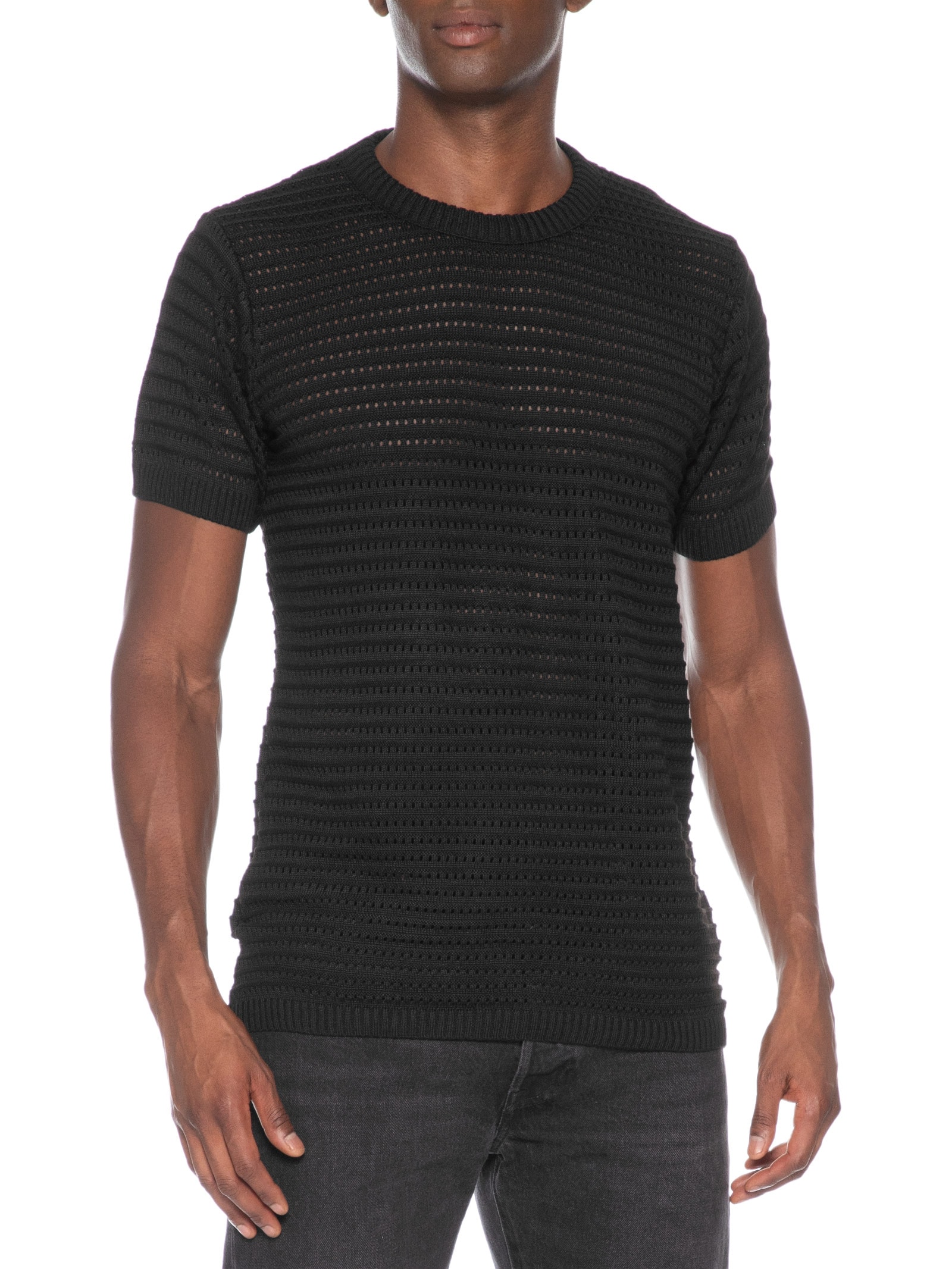 Camiseta Masculina Em Tricot Texturizada – Preto Basiq Men