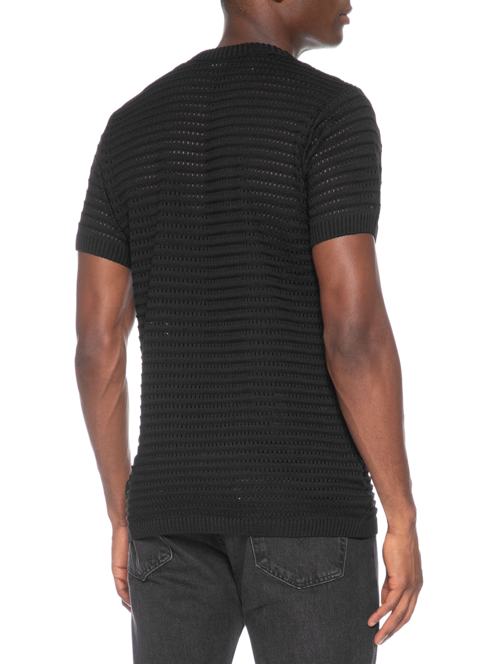 Camiseta Masculina Em Tricot Texturizada – Preto Basiq Men