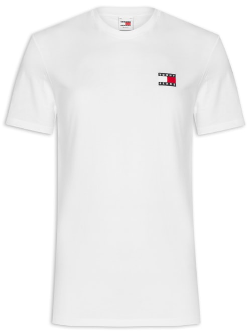 Camiseta Masculina Emblema Regular Fit Em Algodão – Branco