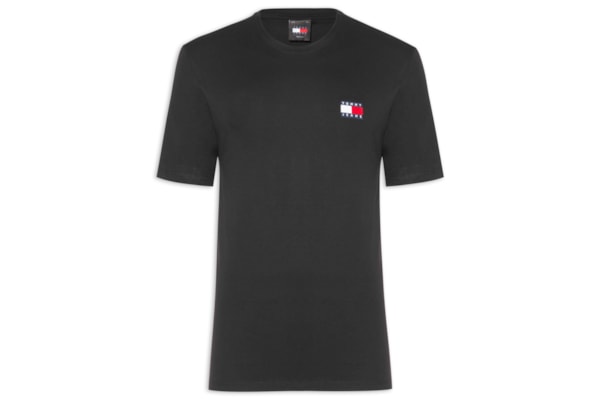 Camiseta Masculina Emblema Regular Fit Em Algodão - Preto