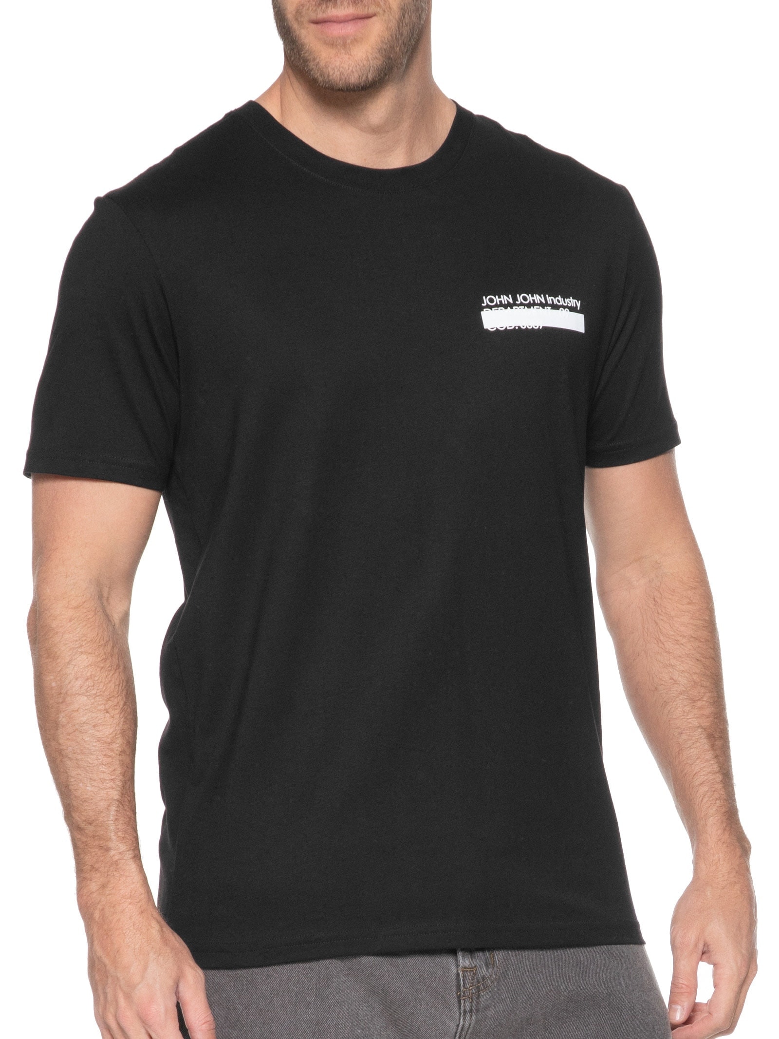 Camiseta Masculina Emboss Industry Black Preto John John