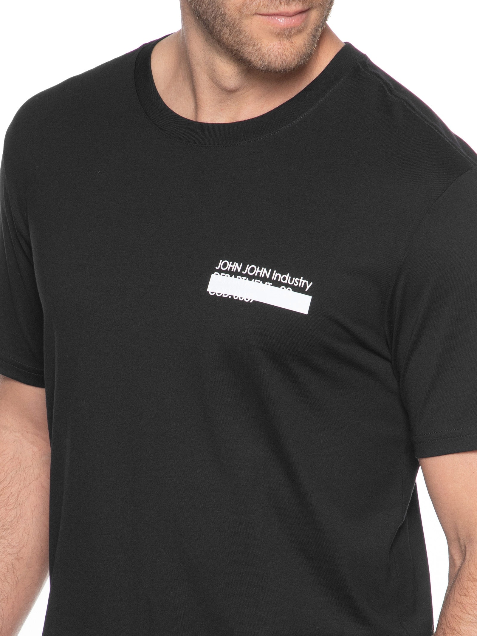 Camiseta Masculina Emboss Industry Black Preto John John