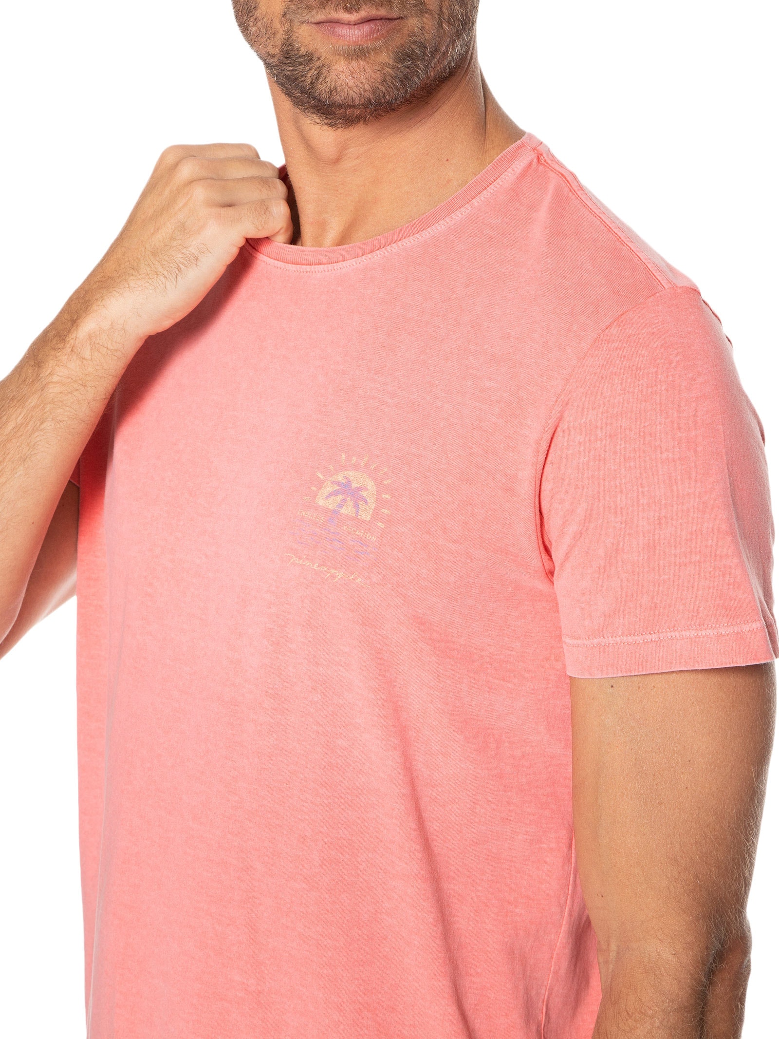 Camiseta Masculina Endless Vacation Rosa Pineapple