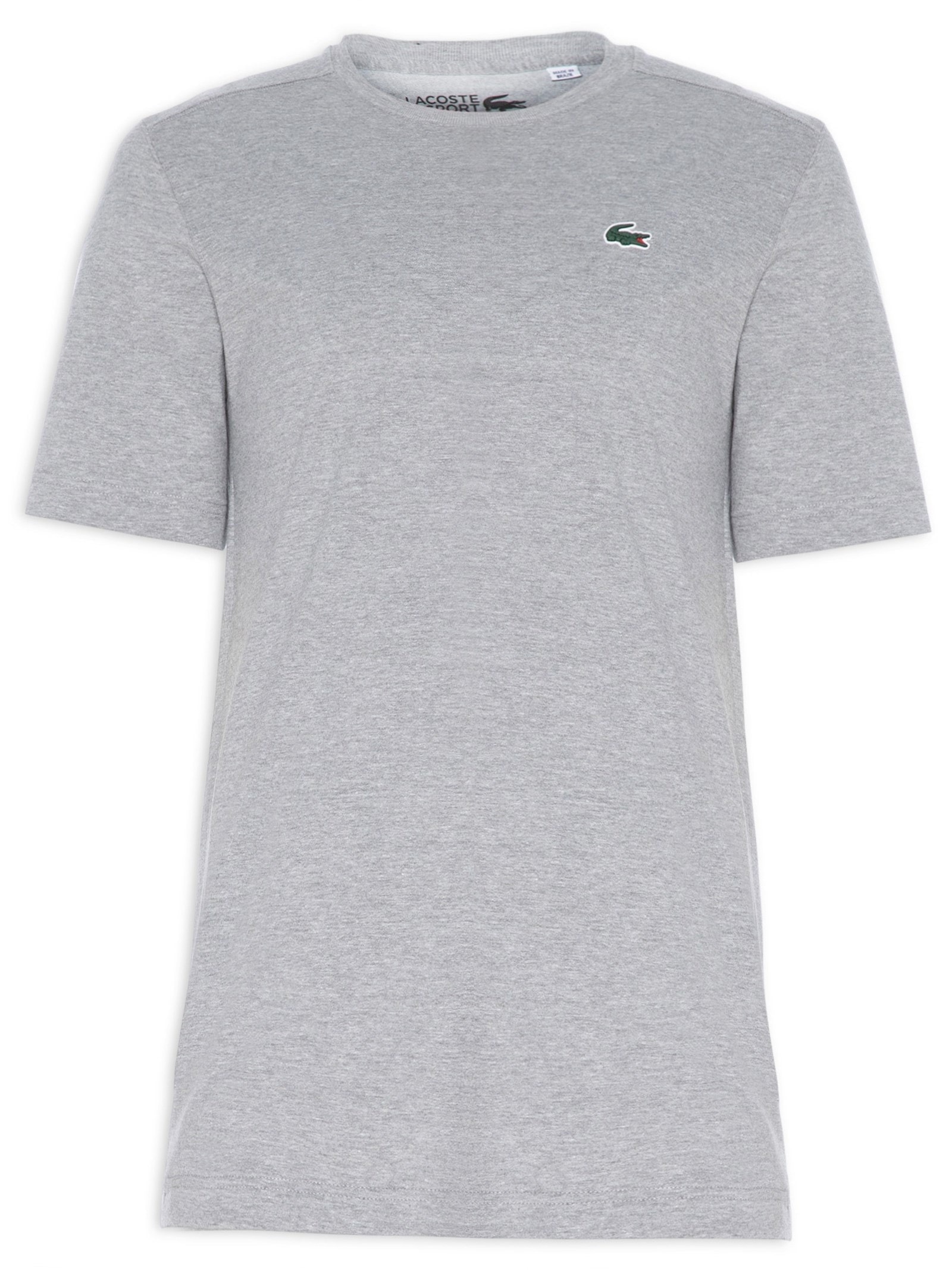 Camiseta Masculina Esportiva Regular Fit Em Algodão Ultra Dry Cinza Lacoste