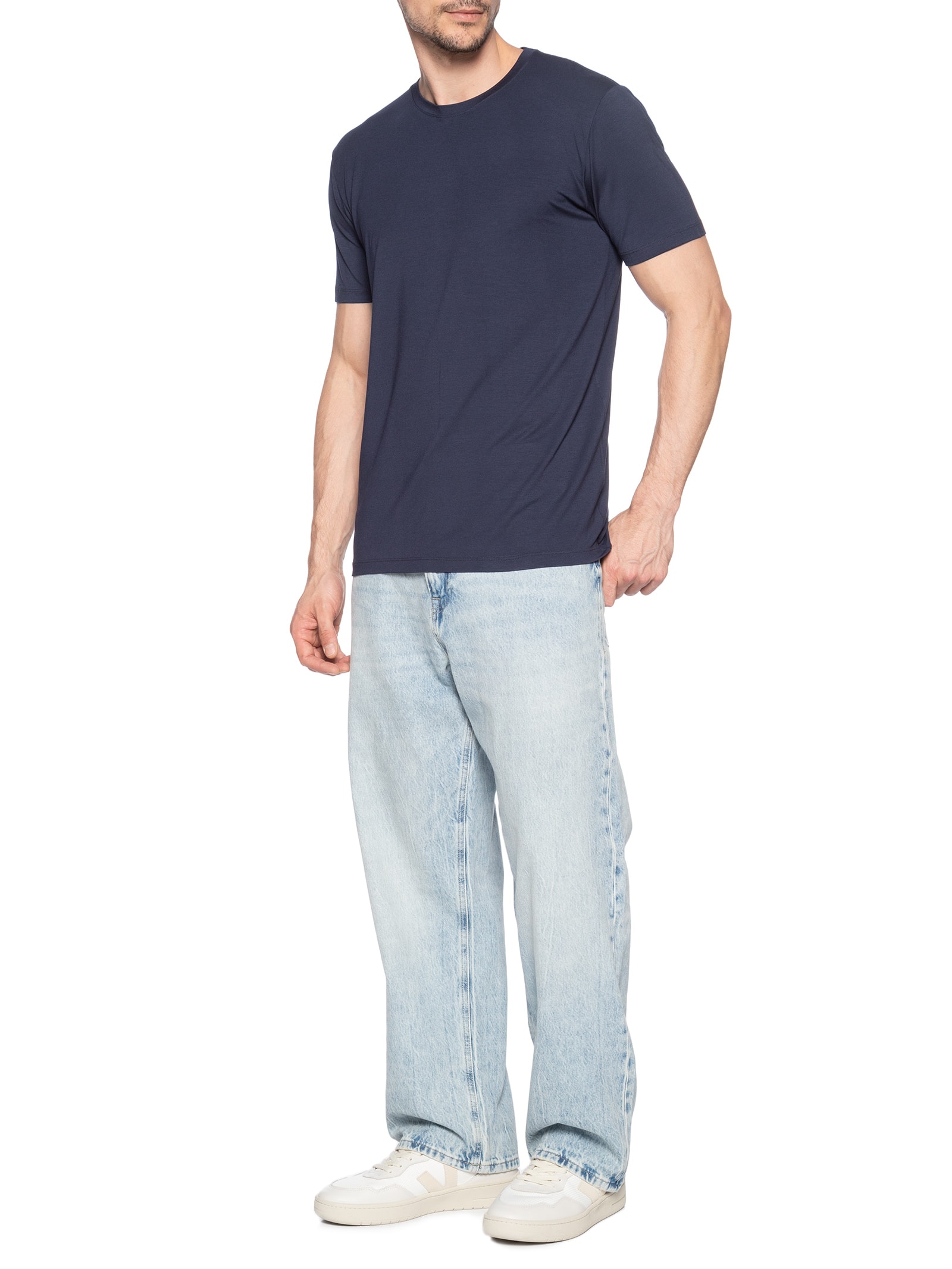 Camiseta Masculina Essencial Tech Em Modal Azul '2 Essential