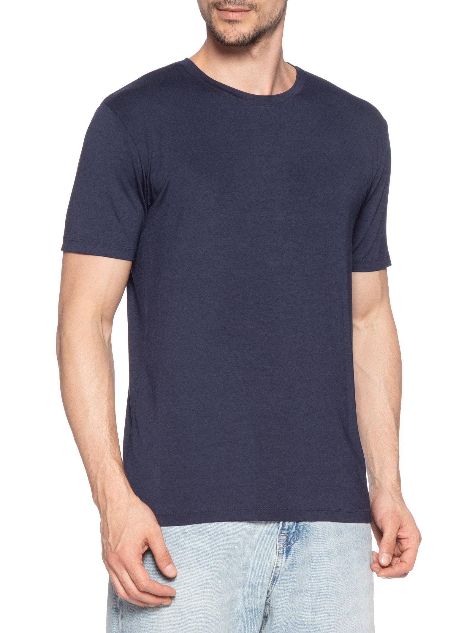 Camiseta Masculina Essencial Tech Em Modal Azul '2 Essential