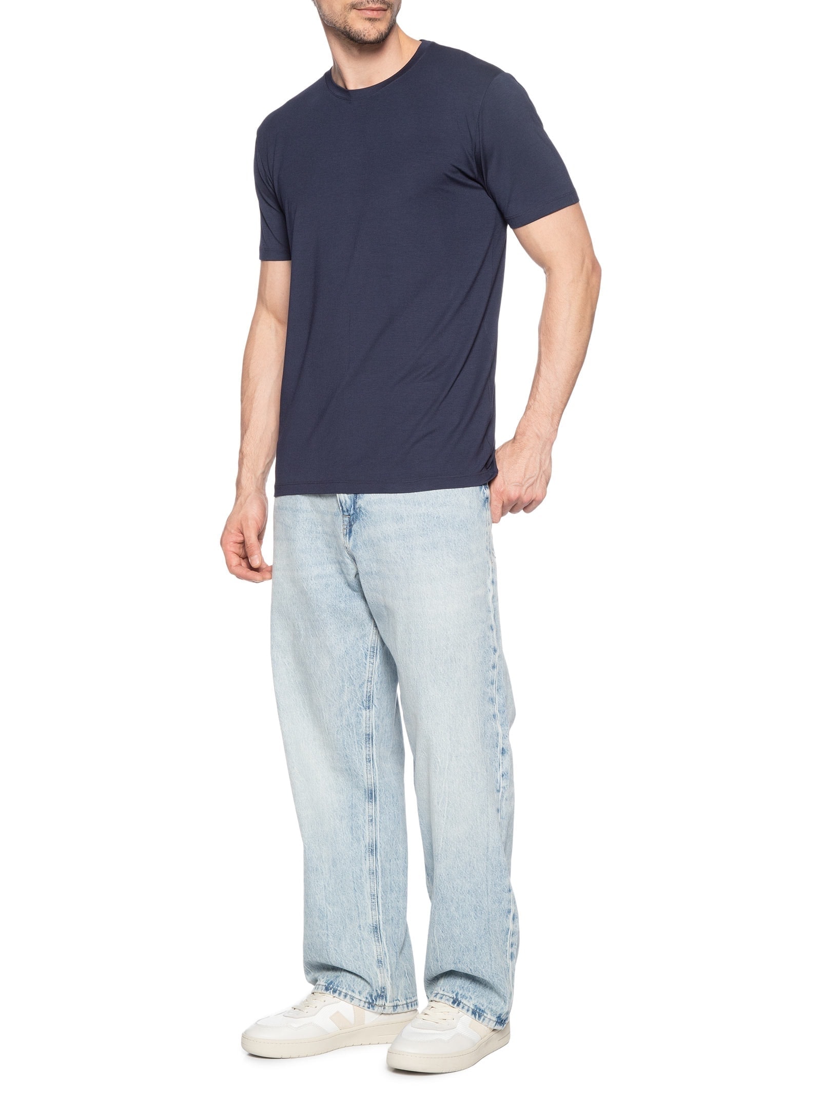 Camiseta Masculina Essencial Tech Em Modal Azul '2 Essential