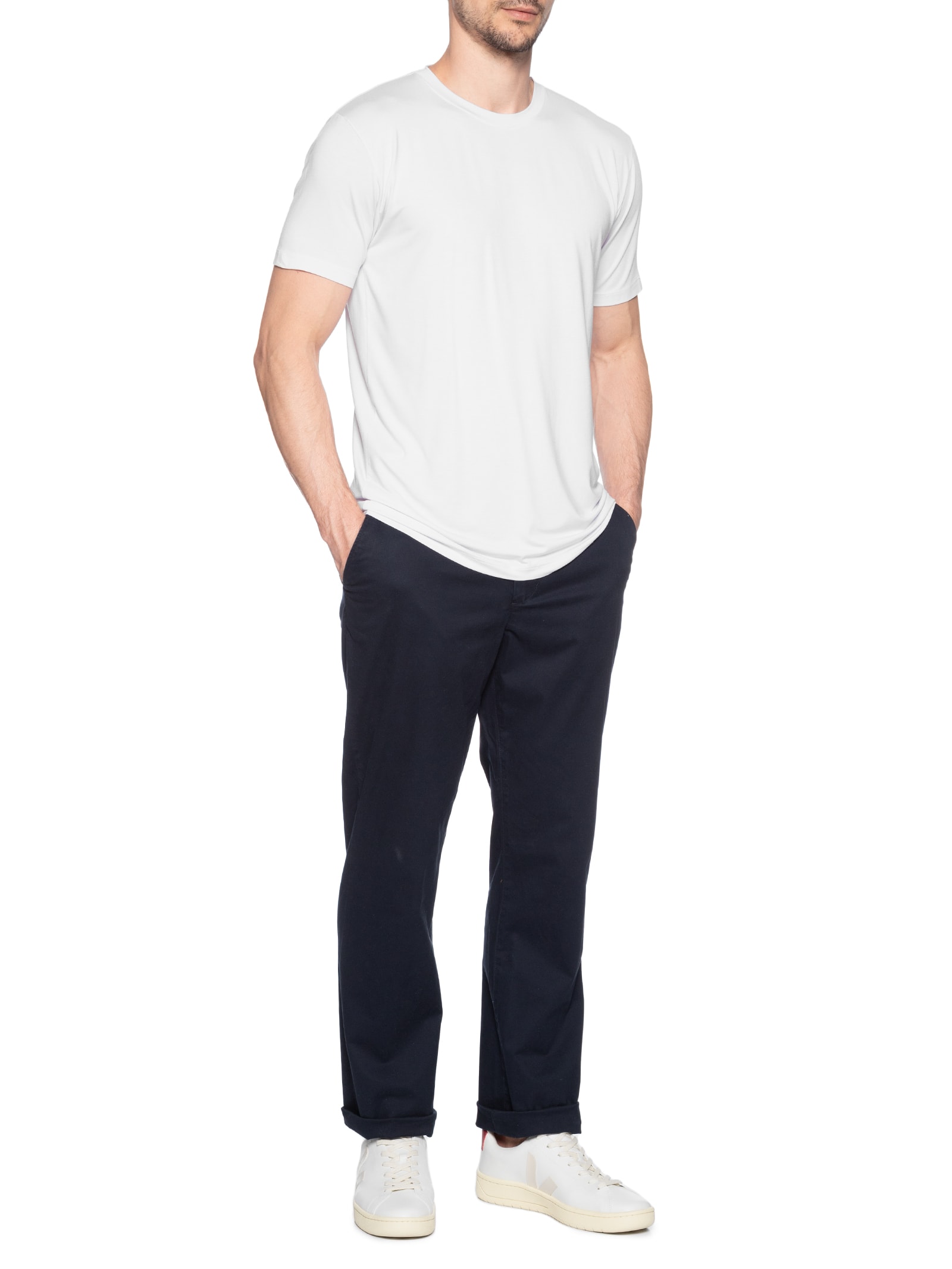 Camiseta Masculina Essencial Tech Em Modal Branco '2 Essential