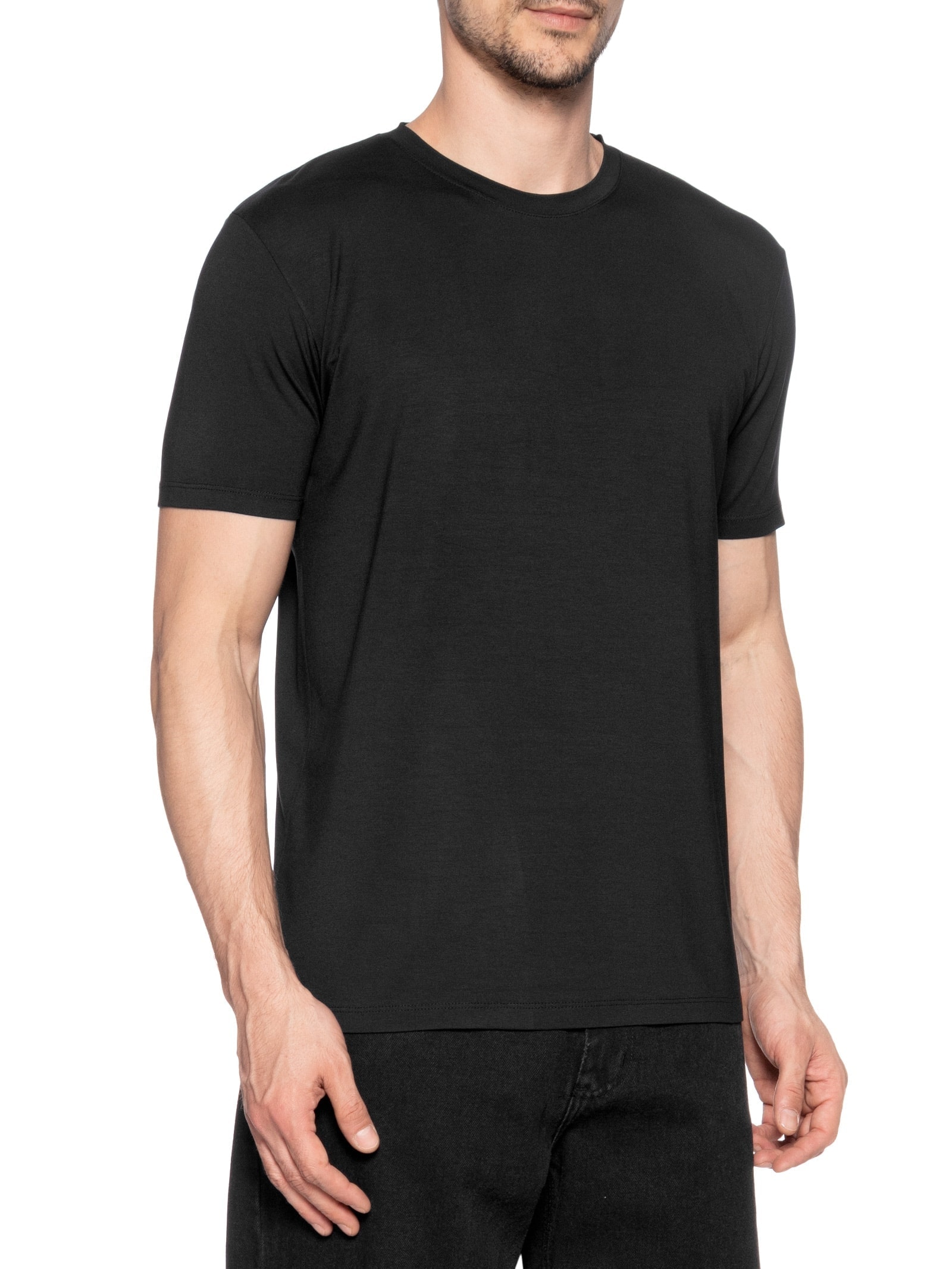 Camiseta Masculina Essencial Tech Em Modal Preto '2 Essential