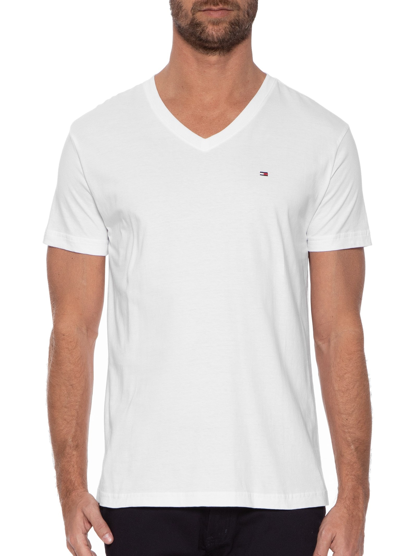 Camiseta Masculina Essential Cotton V Neck Branco Tommy Hilfiger