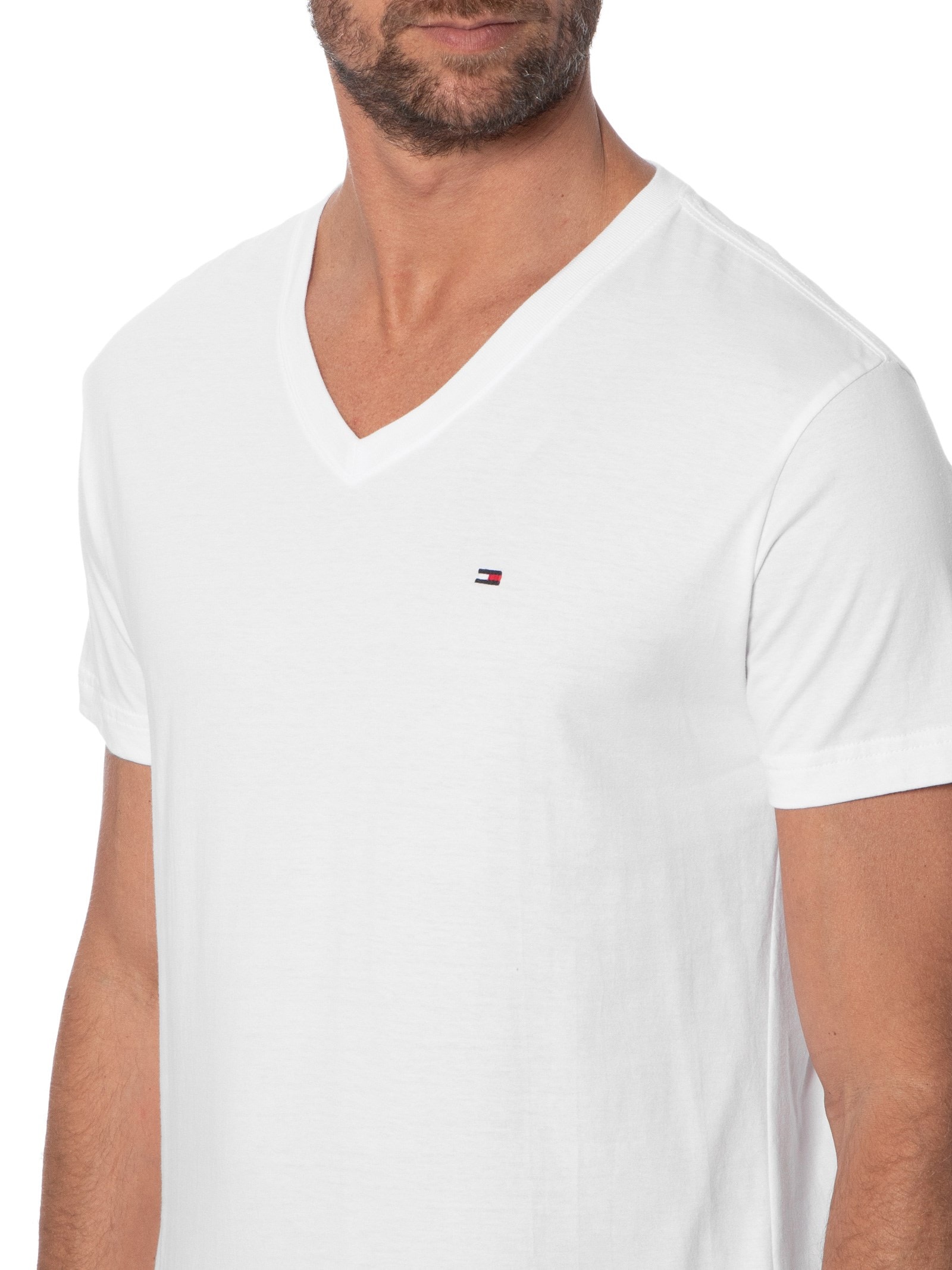 Camiseta Masculina Essential Cotton V Neck Branco Tommy Hilfiger