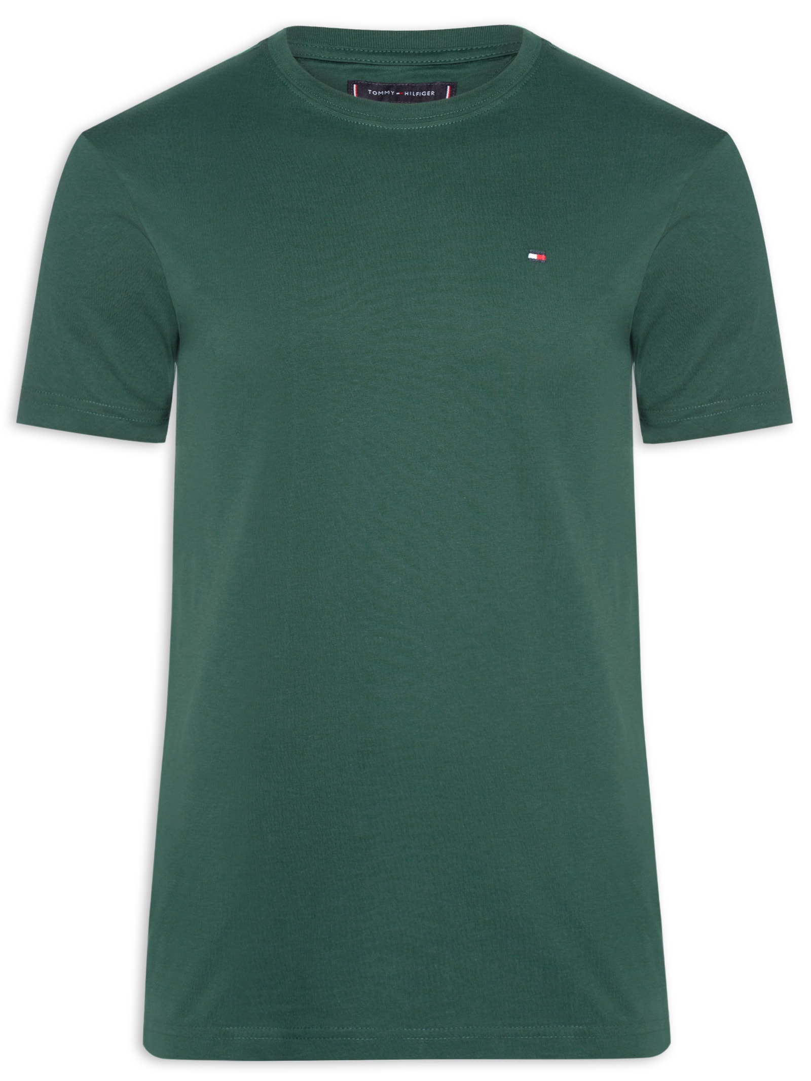 Camiseta Masculina Essential Regular Fit C-Nk Em Algodão Verde Tommy Hilfiger