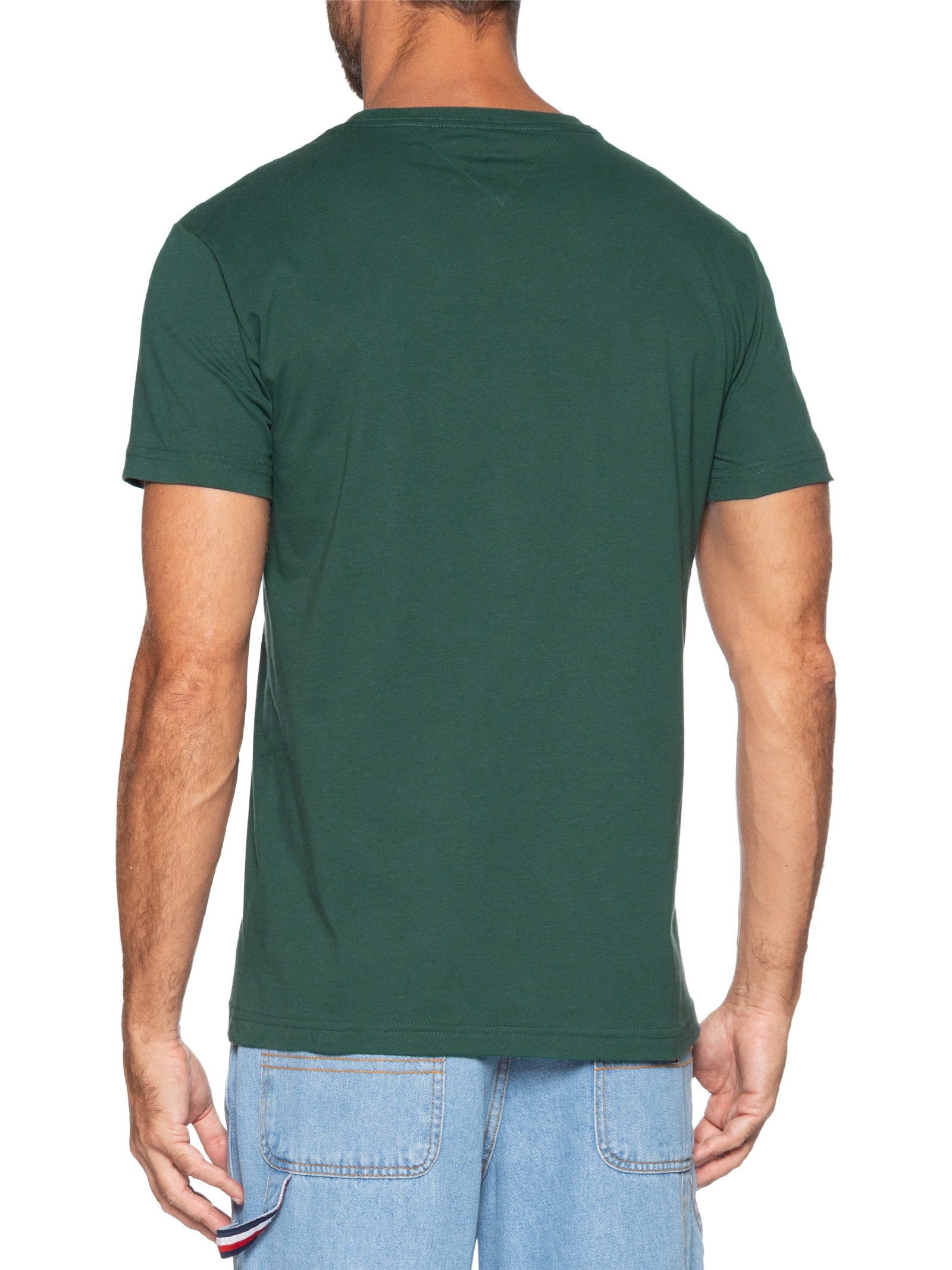 Camiseta Masculina Essential Regular Fit C-Nk Em Algodão Verde Tommy Hilfiger