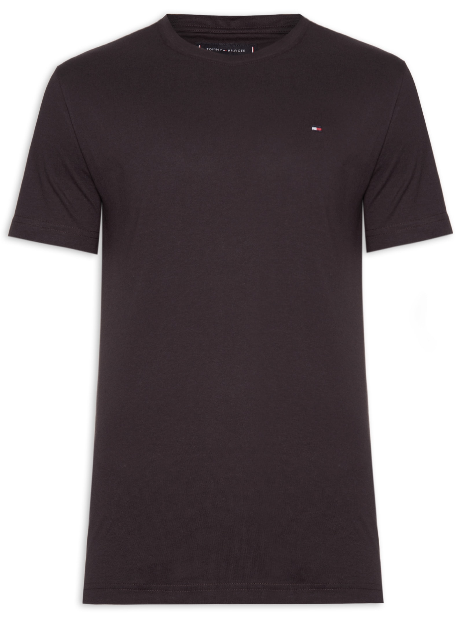Camiseta Masculina Essential Regular Fit Gola Careca Em Algodão Marrom Tommy Hilfiger