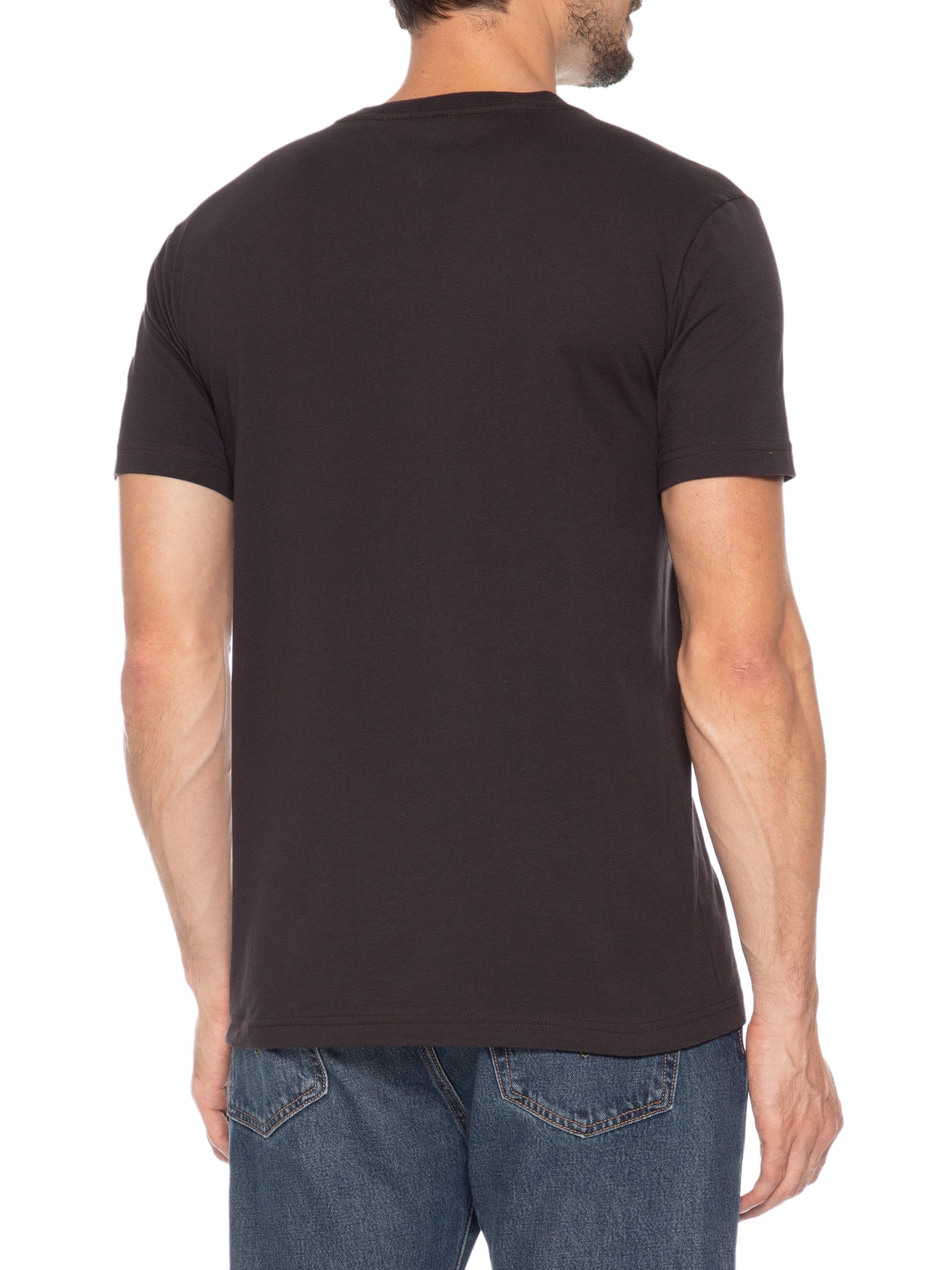Camiseta Masculina Essential Regular Fit Gola Careca Em Algodão Marrom Tommy Hilfiger