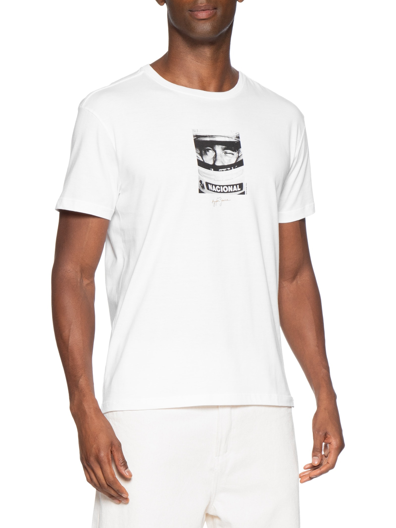 Camiseta Masculina Est Race Master Senna Branco Reserva