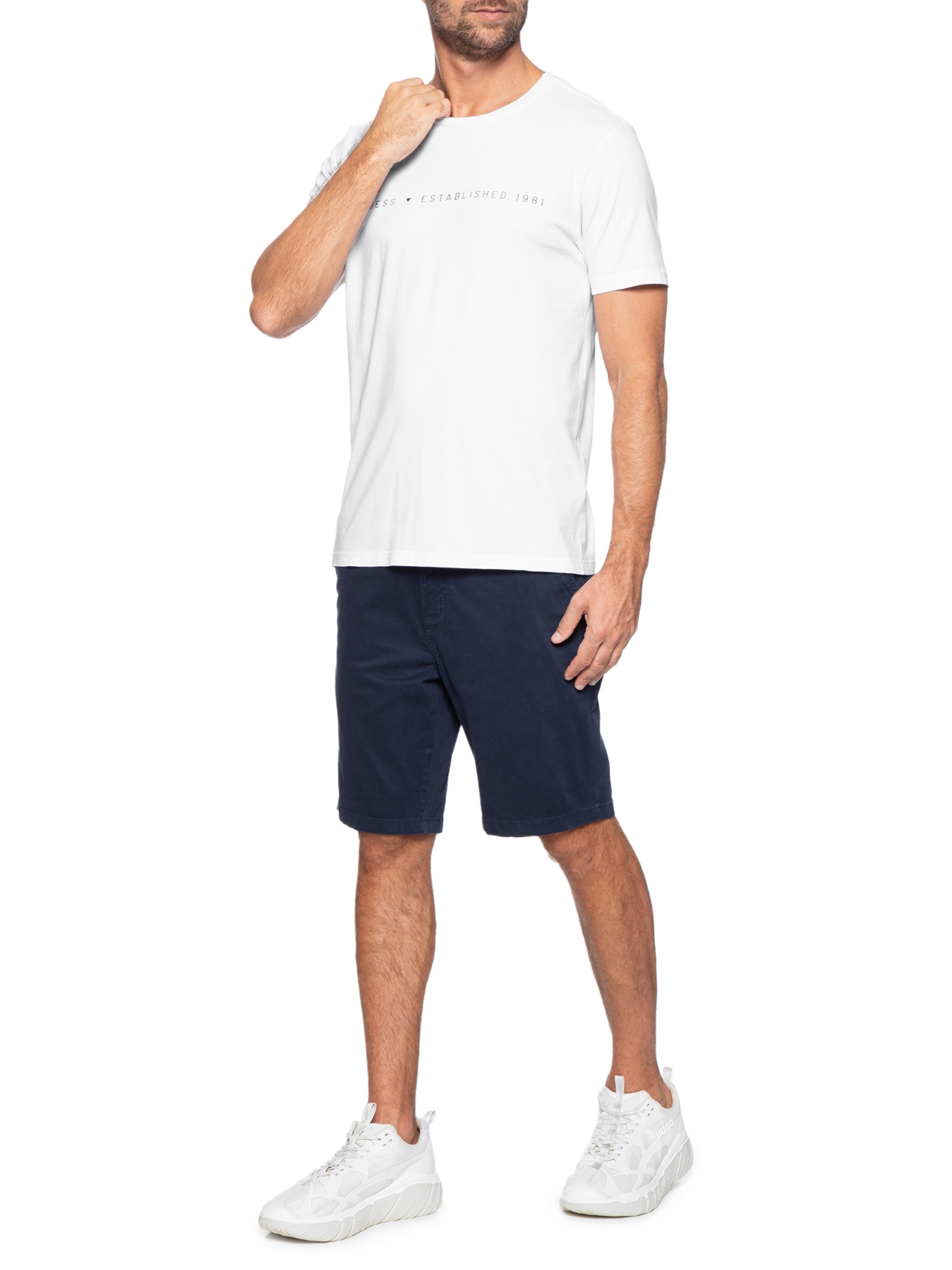 Camiseta Masculina Established 1981 Branco Guess