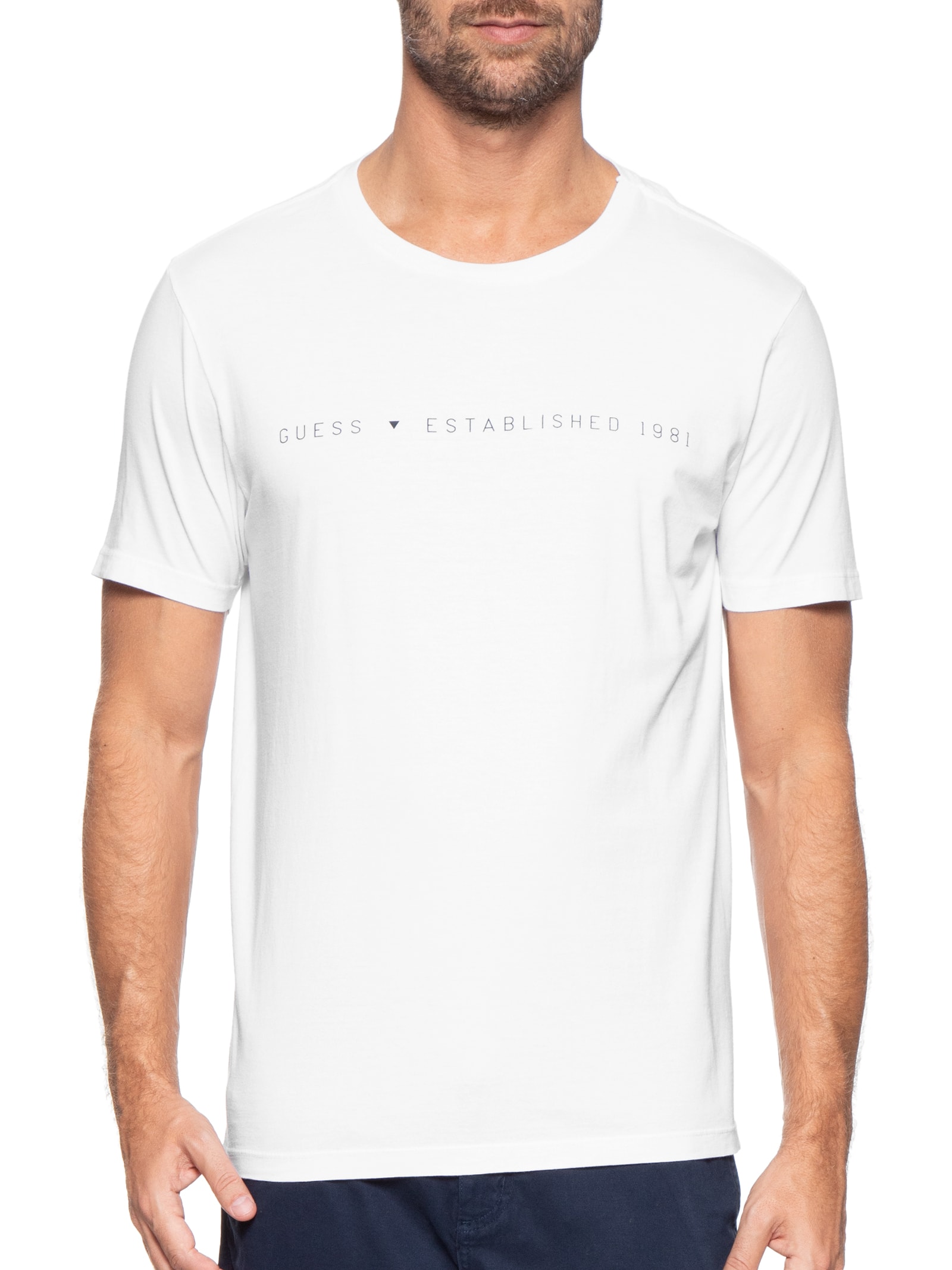 Camiseta Masculina Established 1981 Branco Guess