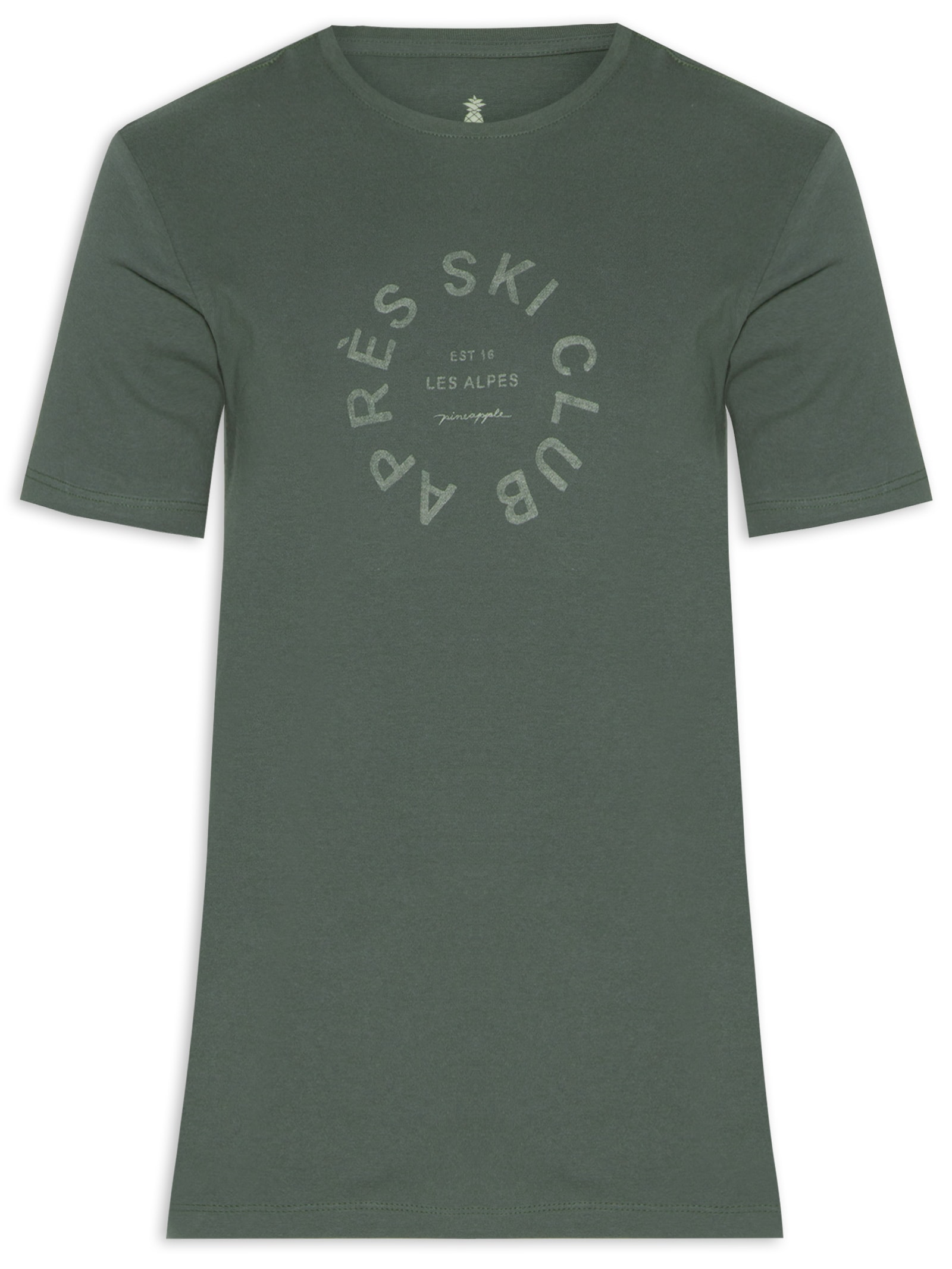 Camiseta Masculina Estampa Apréd Ski Club Verde Pineapple