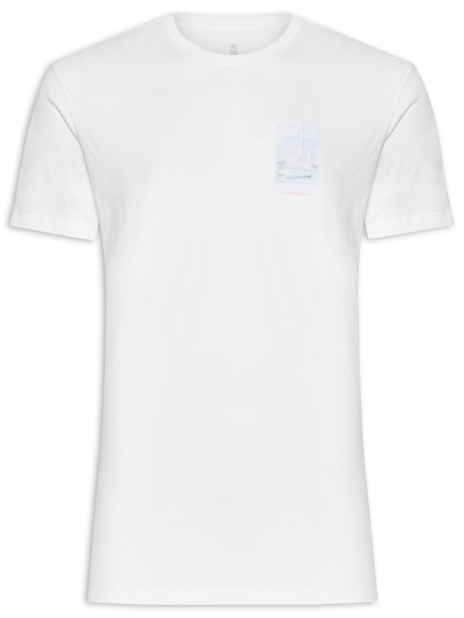 Camiseta Masculina Estampa Aquarela Barcos Branco Pineapple