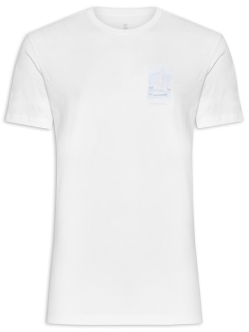 Camiseta Masculina Estampa Aquarela Barcos – Branco