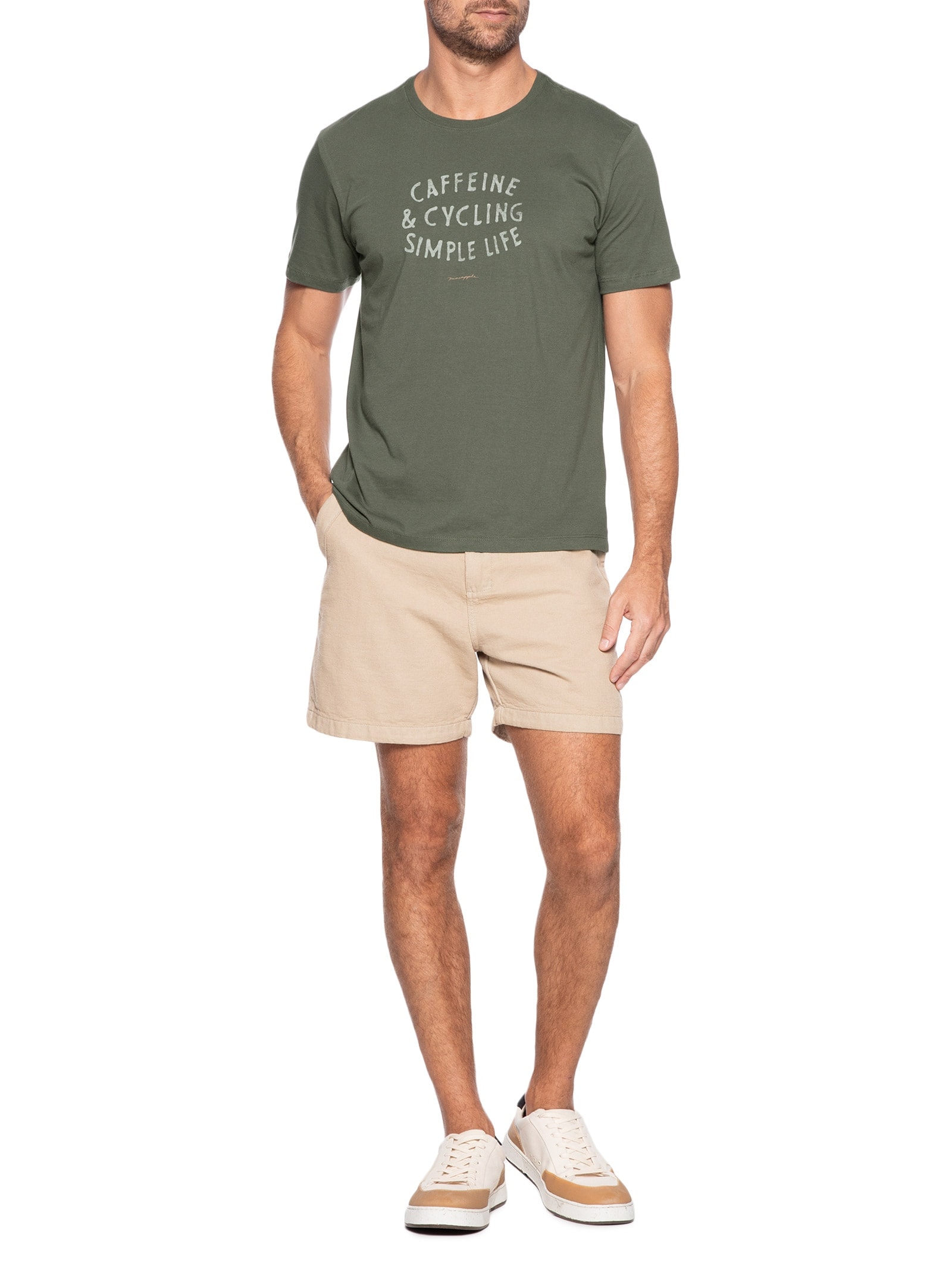 Camiseta Masculina Estampa Caffene Verde Pineapple