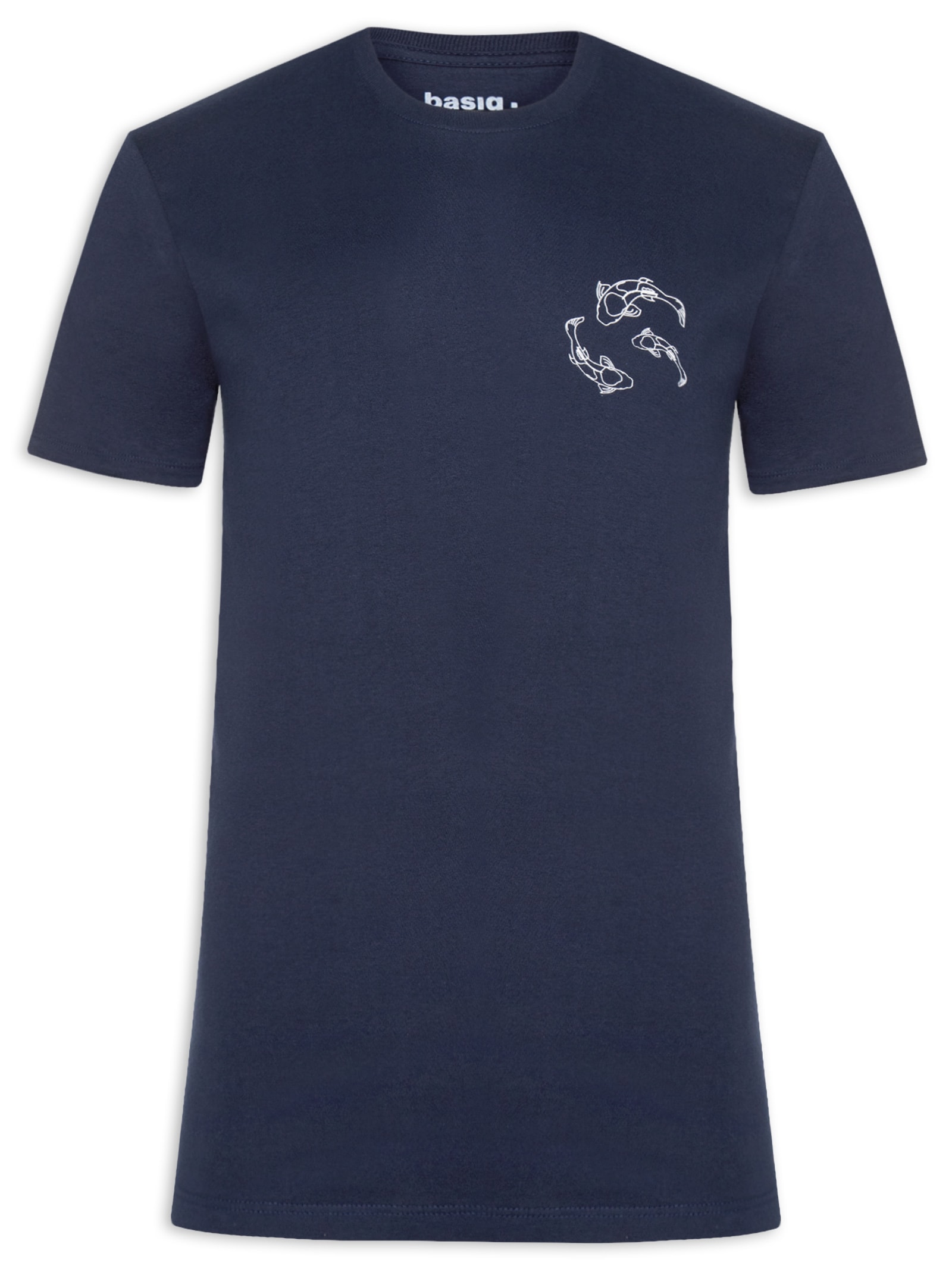 Camiseta Masculina Estampa De Peixes Azul Basiq Men