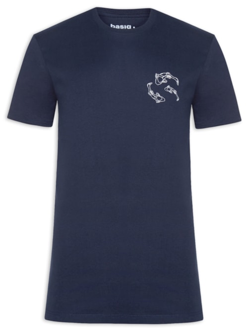 Camiseta Masculina Estampa De Peixes – Azul