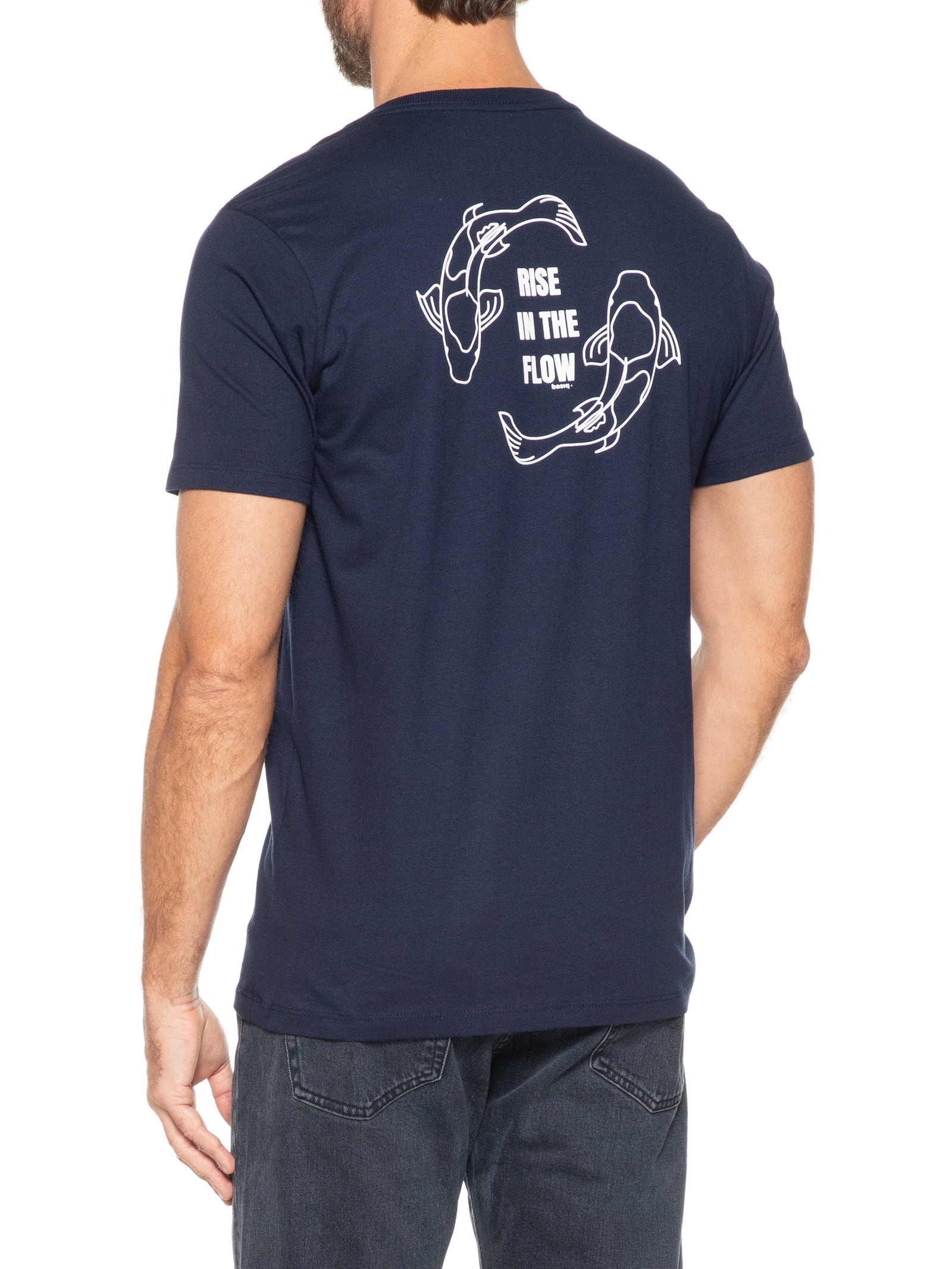 Camiseta Masculina Estampa De Peixes Azul Basiq Men