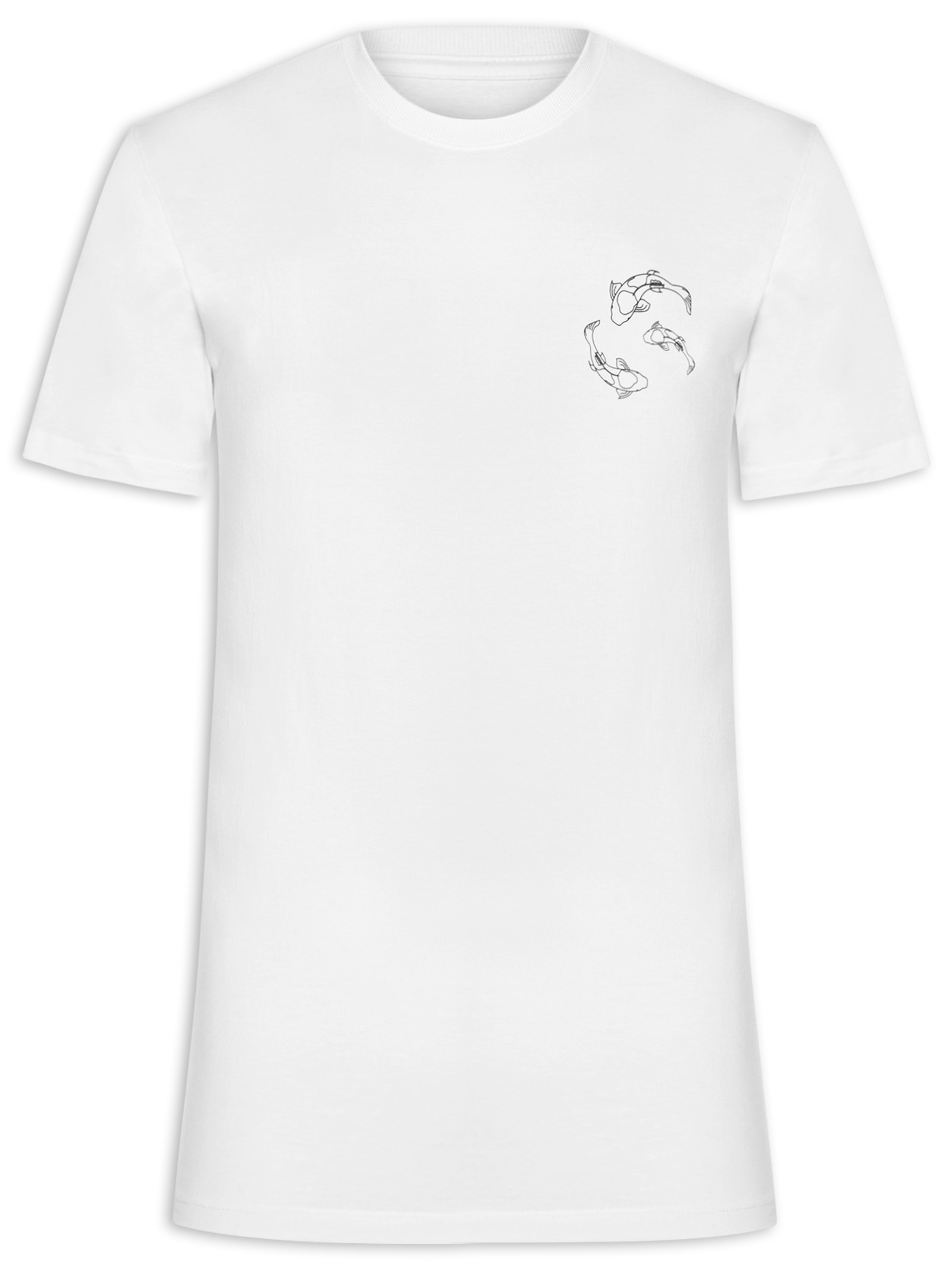 Camiseta Masculina Estampa De Peixes Branco Basiq Men