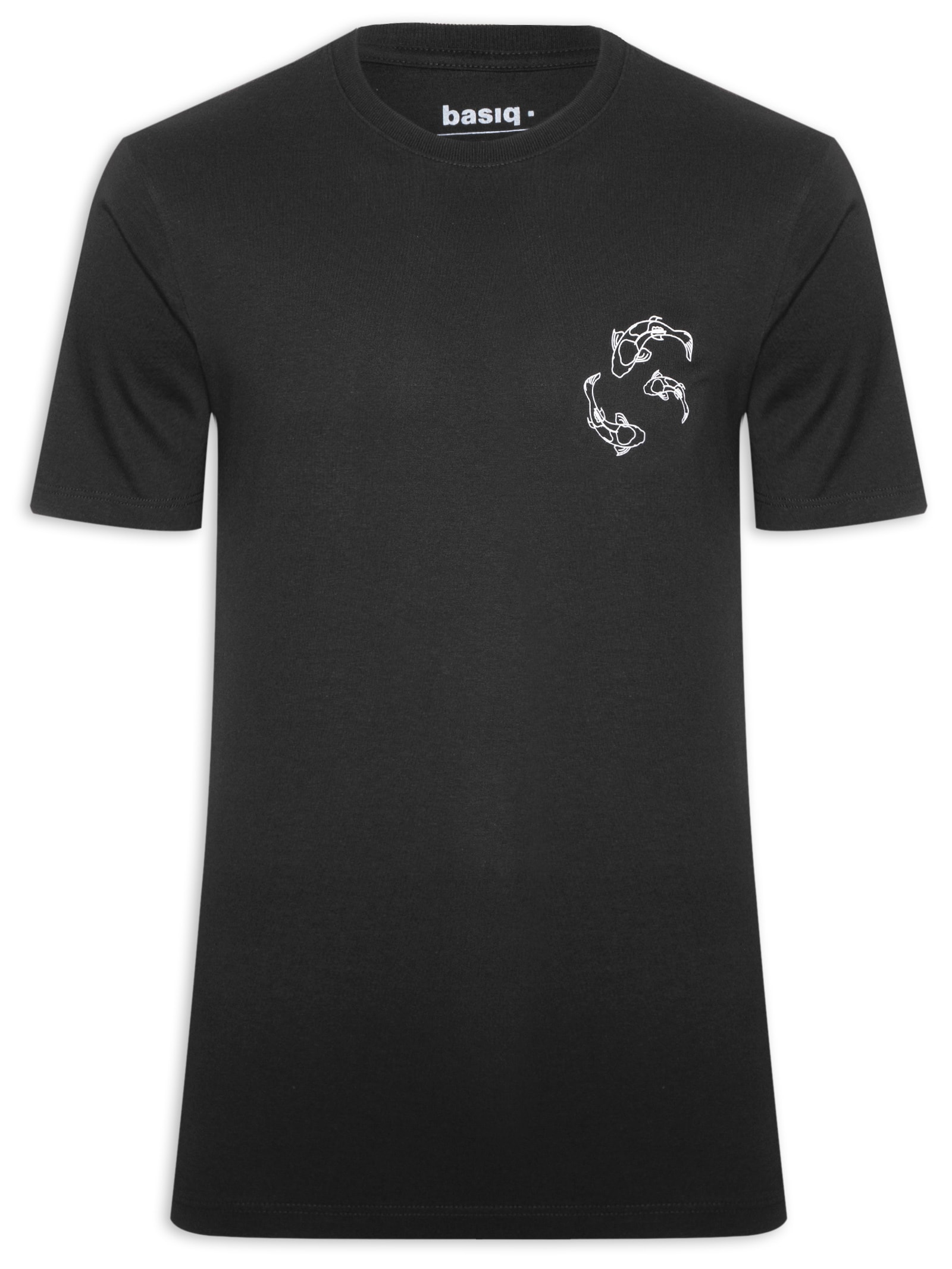 Camiseta Masculina Estampa De Peixes Preto Basiq Men
