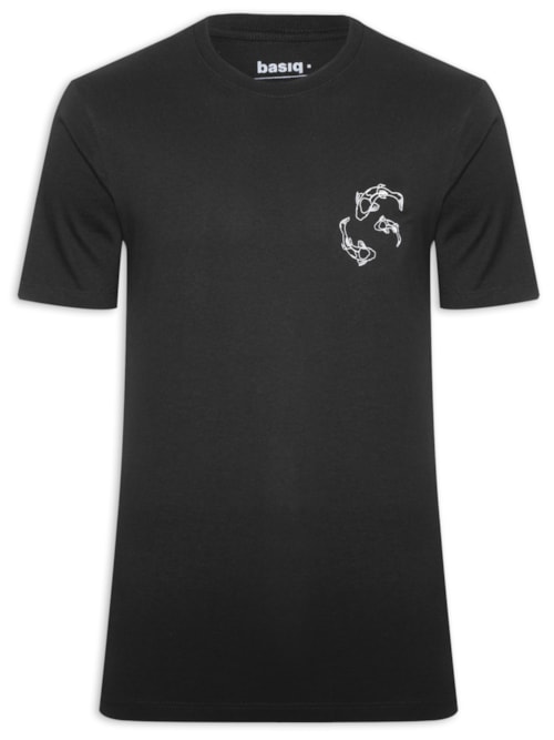 Camiseta Masculina Estampa De Peixes – Preto