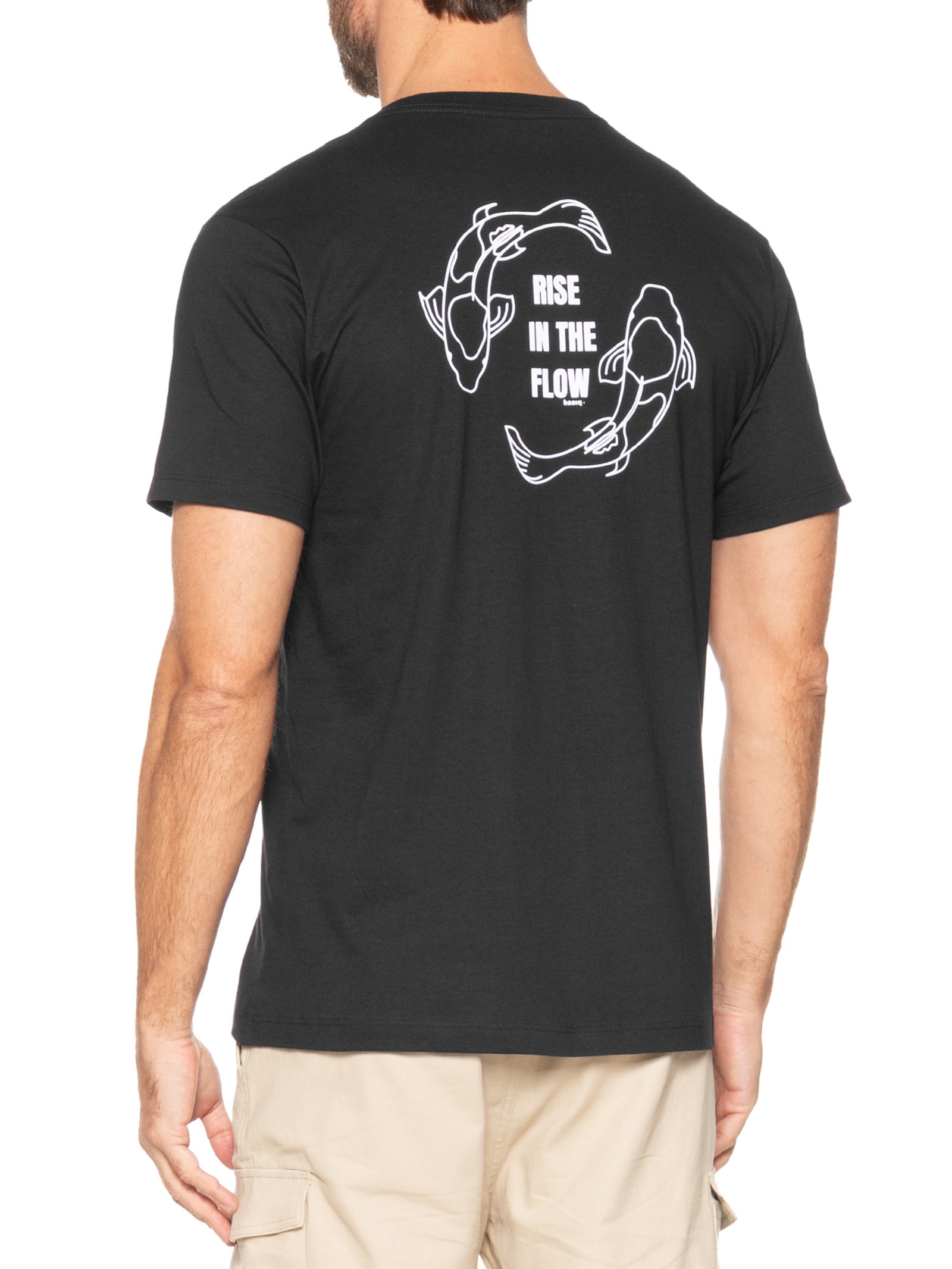 Camiseta Masculina Estampa De Peixes Preto Basiq Men