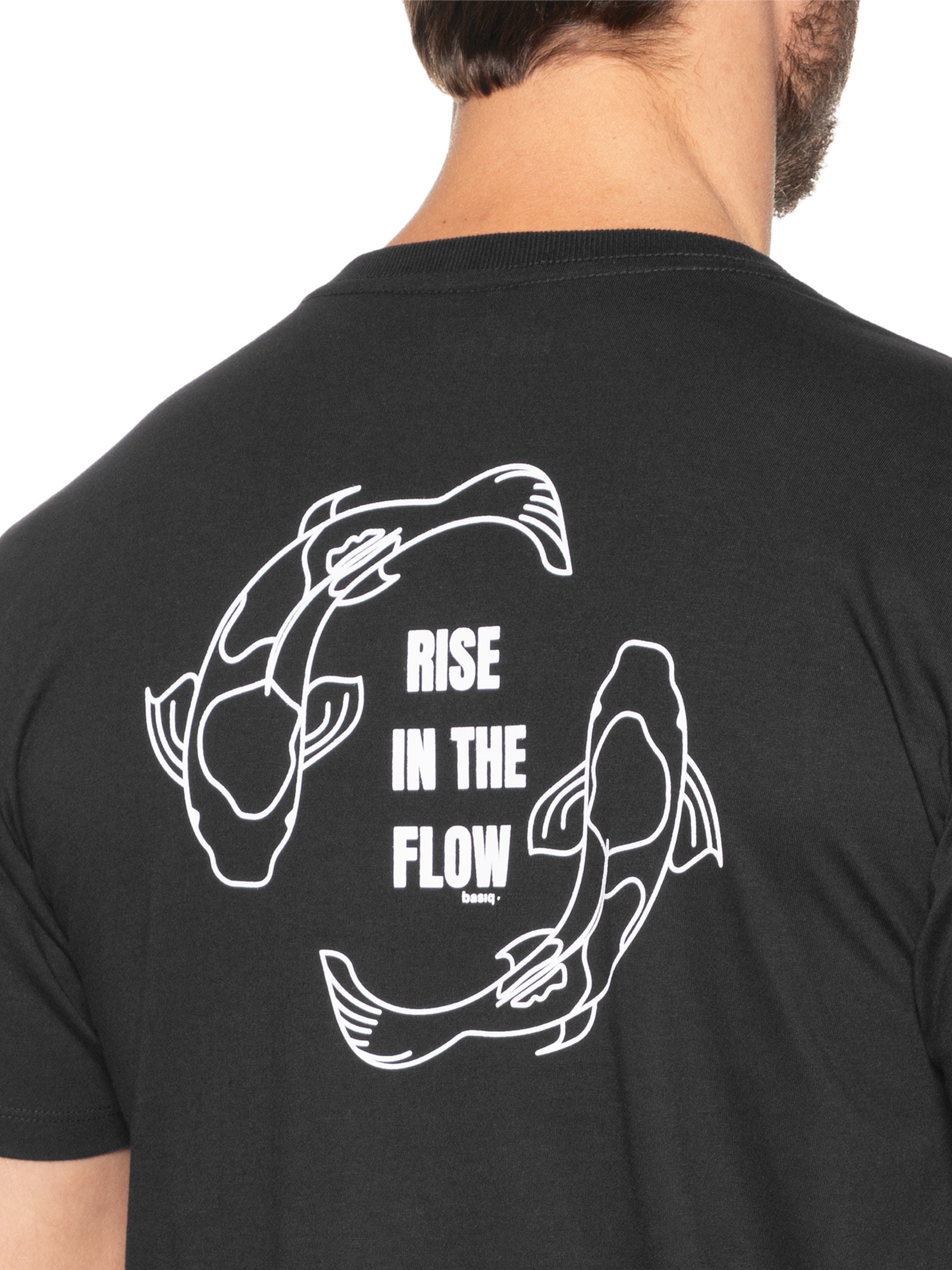 Camiseta Masculina Estampa De Peixes Preto Basiq Men