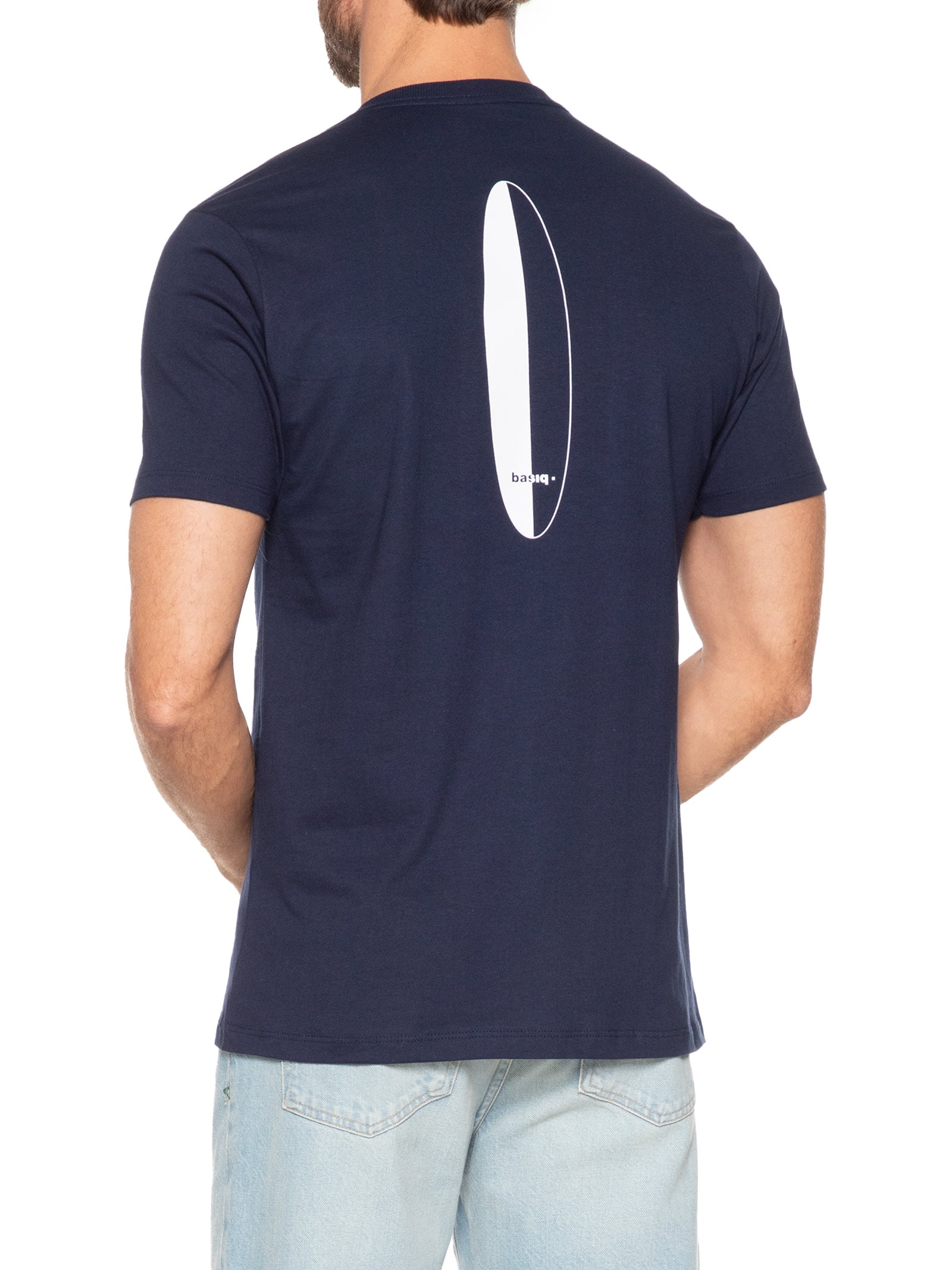 Camiseta Masculina Estampa De Prancha Azul Basiq Men